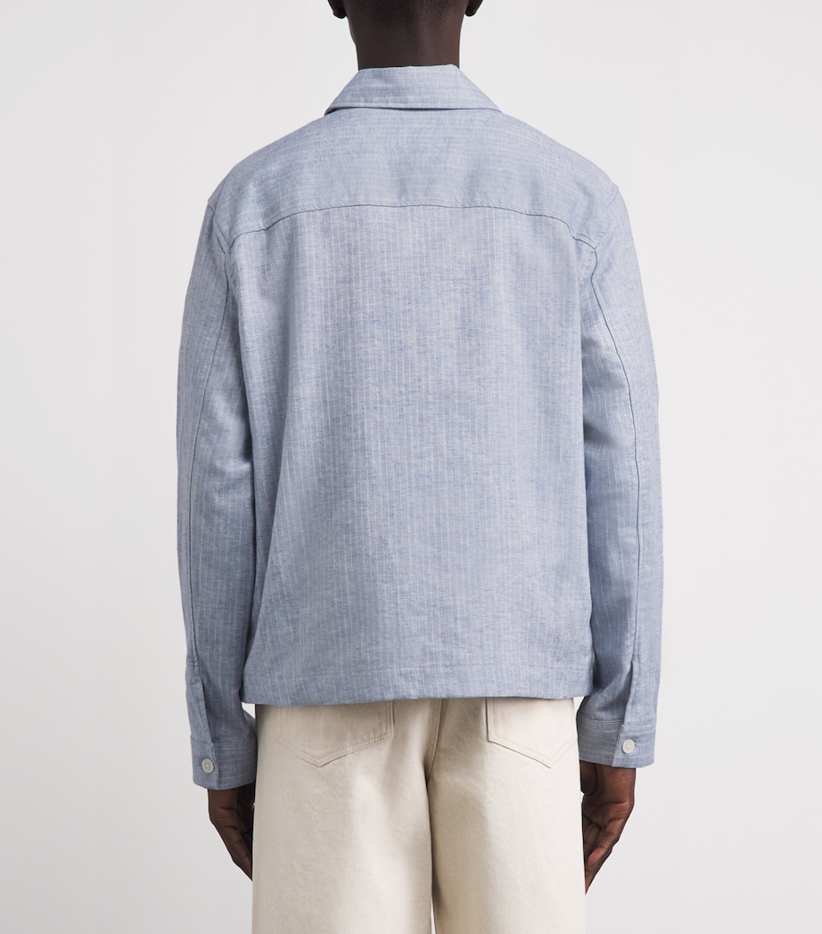 Wax London Mens Cotton-Linen Herringbone Eldon Jacket Light Blue Image 5