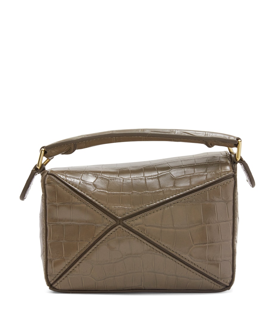 Mini Crocodile Puzzle Top-Handle Bag DARK KHAKI GREEN Image 1