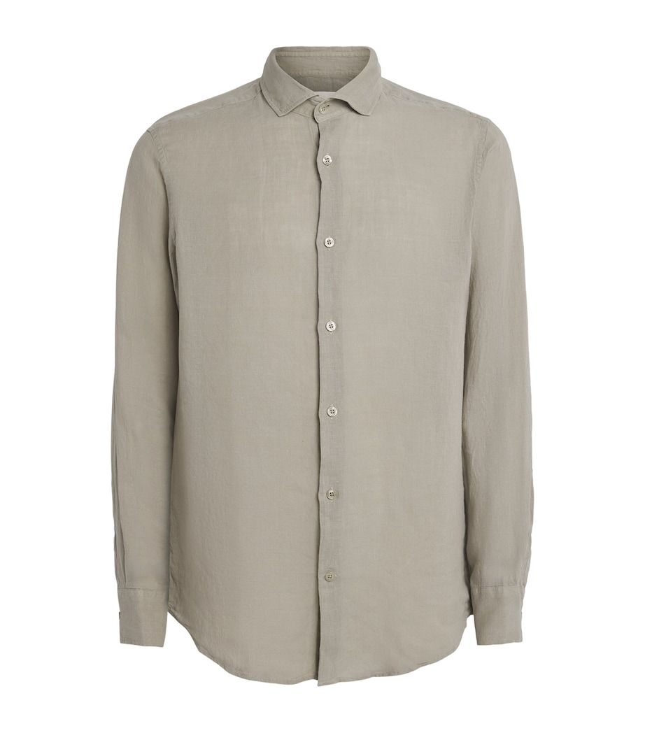 Frescobol Carioca Mens Linen Antonio Shirt Palm Green Image 1