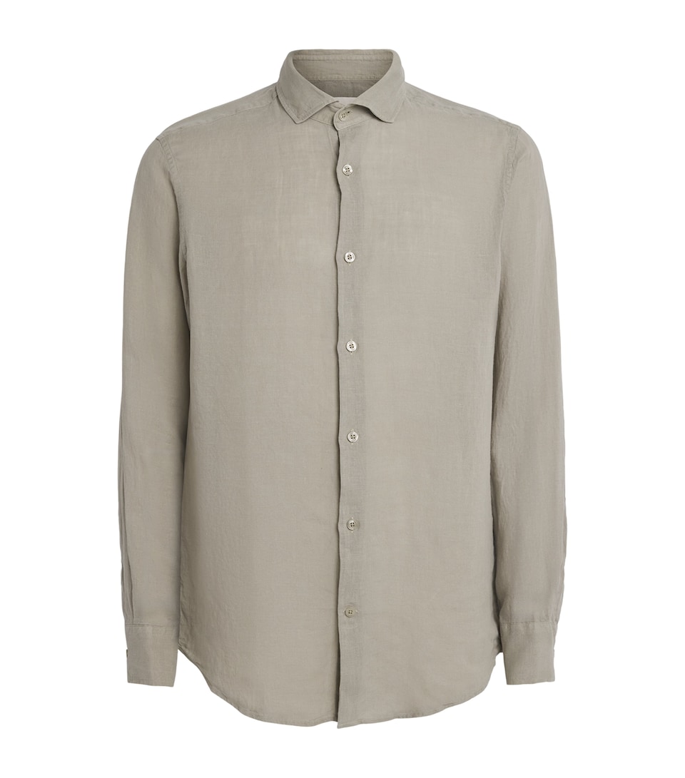 Frescobol Carioca Linen Antonio Shirt Palm Green