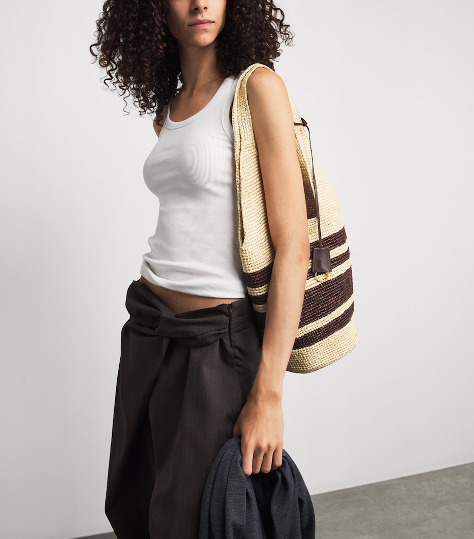 ANINE BING Raffia Stripe Leah Tote Bag Beige Image 2