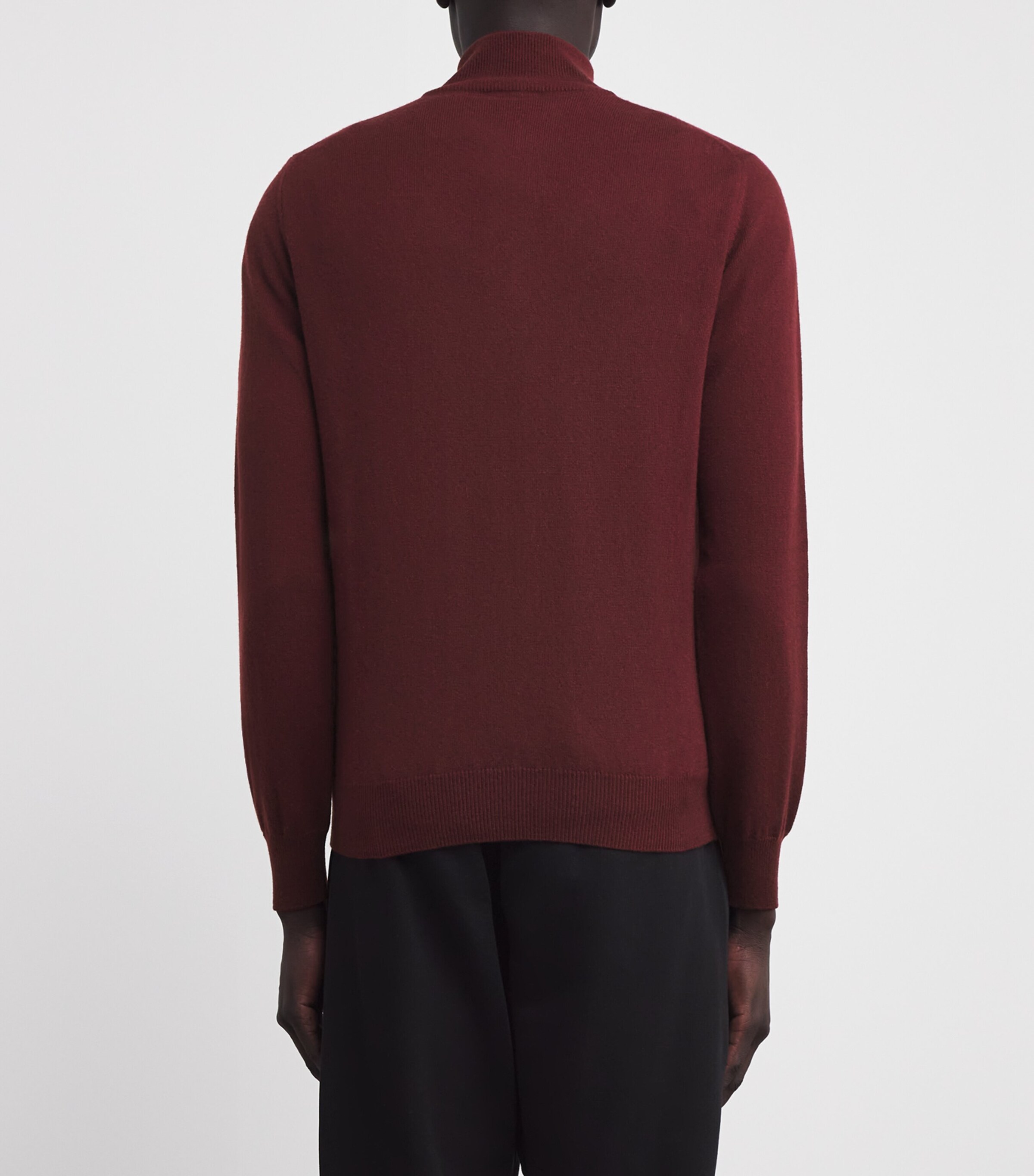 Colombo Mens Kid Cashmere Quarter-Zip Sweatshirt Red Image 4
