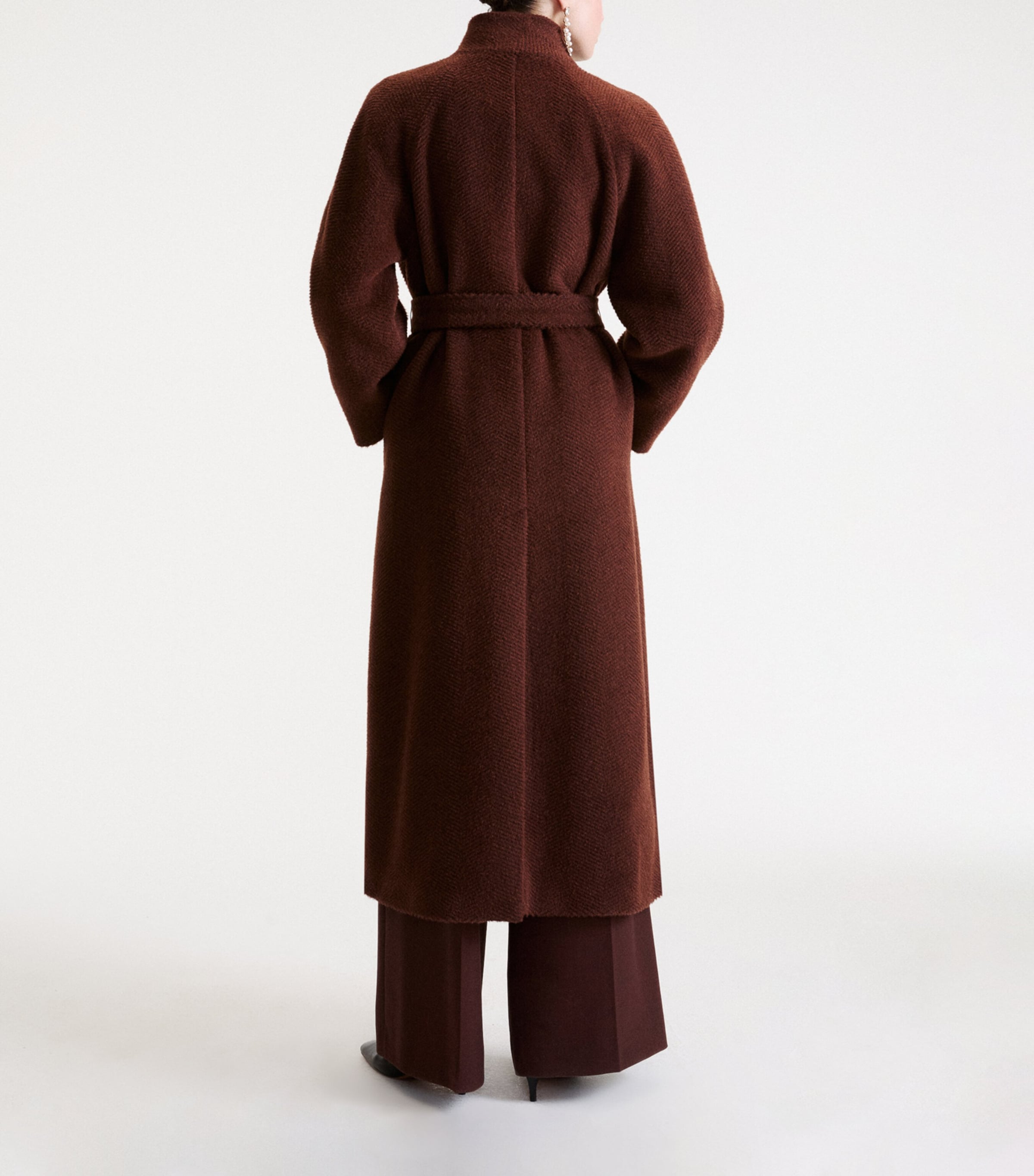 Marella Womens Alpaca-Virgin Wool Coat Brown Image 3