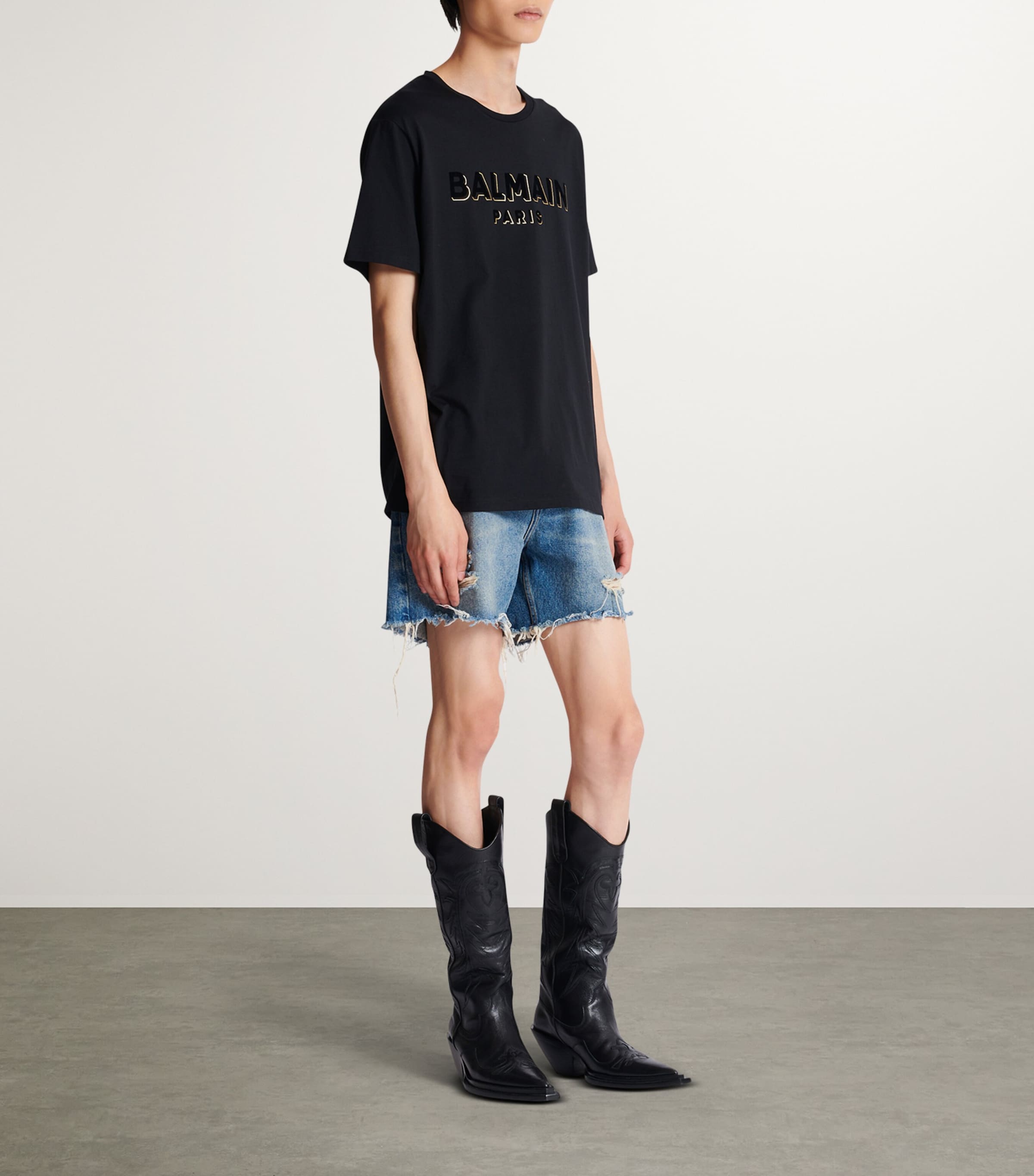 Balmain Mens Flocked Logo T-Shirt Or Image 2