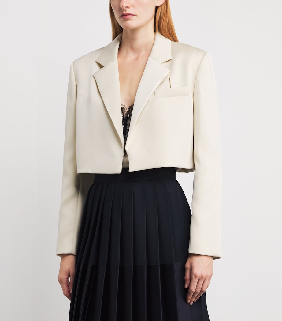Satin Cropped Vivane Blazer IVORY Image 3