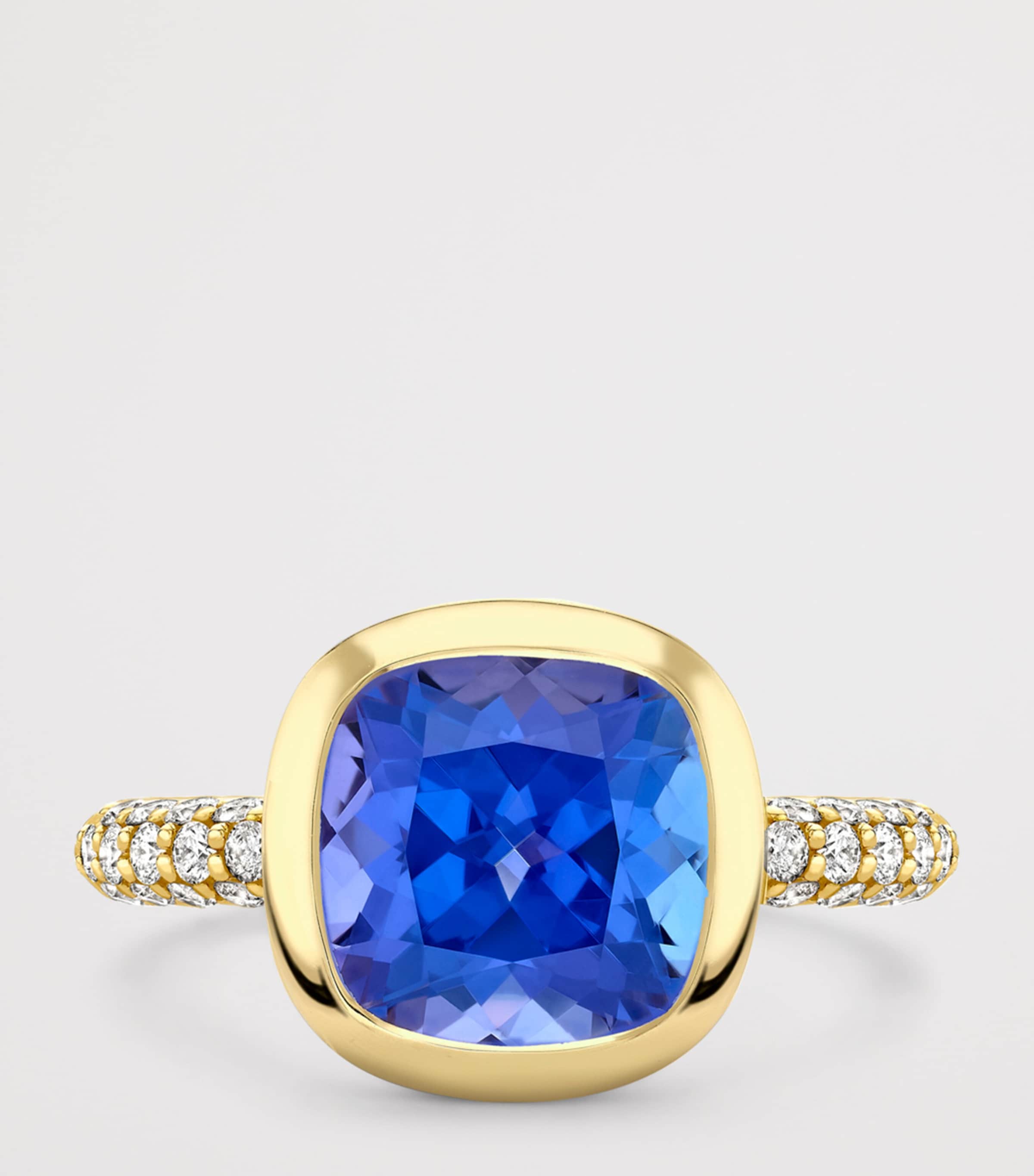 Boodles Yellow Gold, Diamond and Tanzanite Dolce Vita Cushion Ring Yellow Gold Image 3