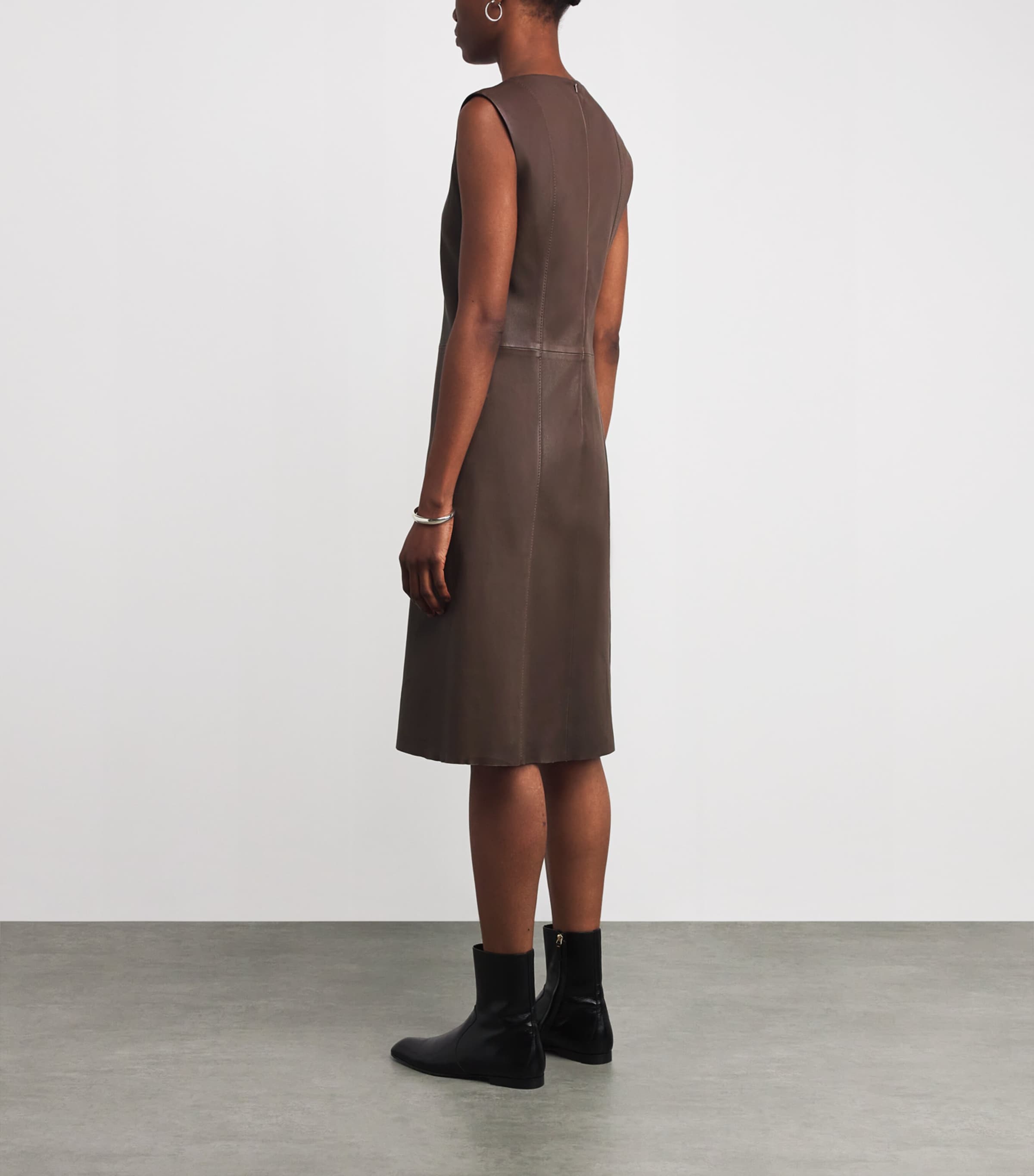 Leather Heidi Midi Dress MUSHROOM Image 4