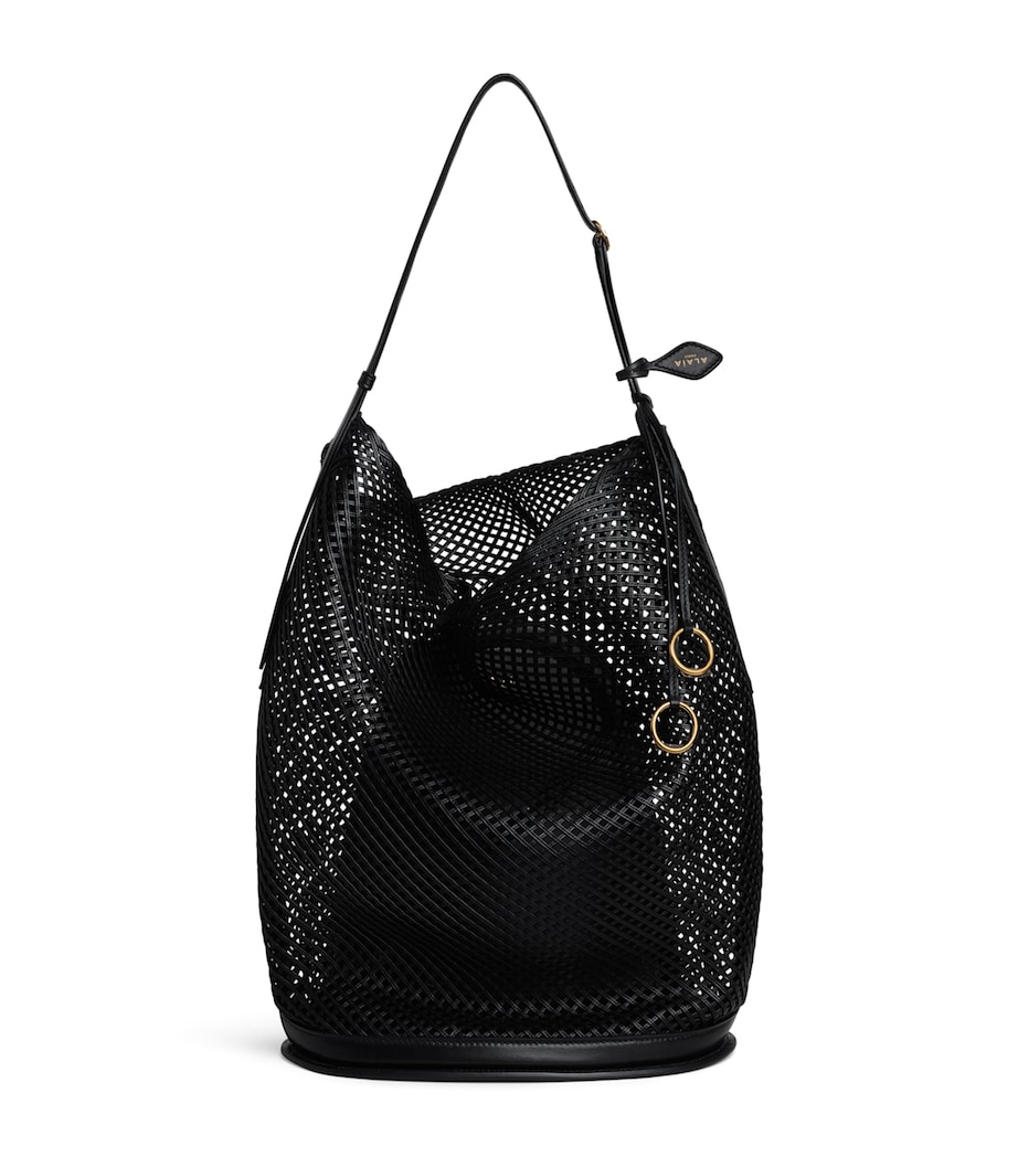 Alaïa Large Leather Net Hip Bucket Bag Noir Image 1