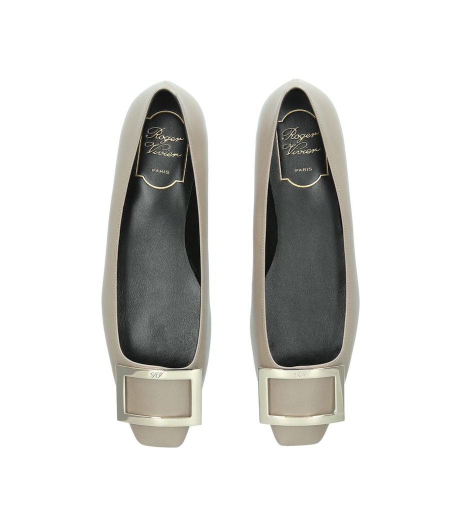 Leather Quadrata Trompette Flats BEIGE Image 3