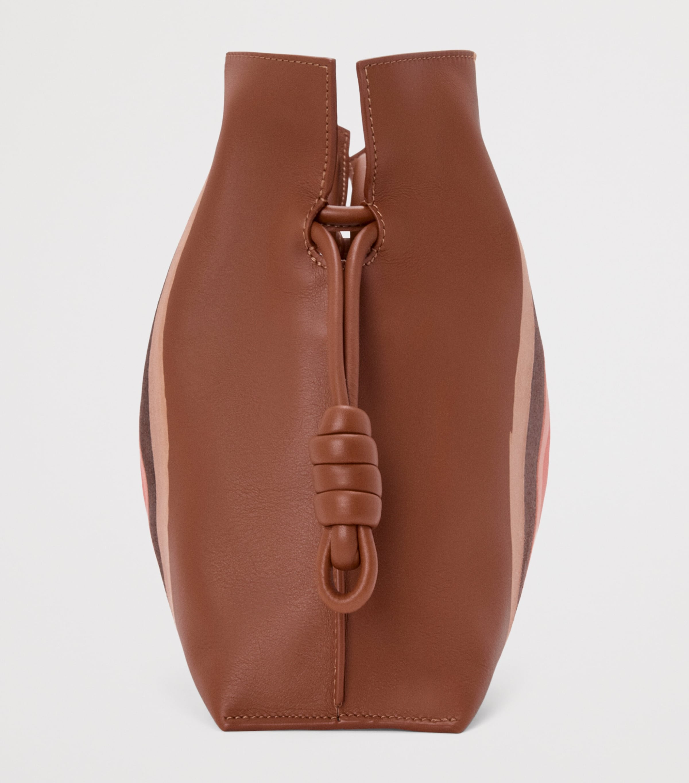 Leather Stripe Flamenco Clutch Bag PECAN PARROT PINK Image 3