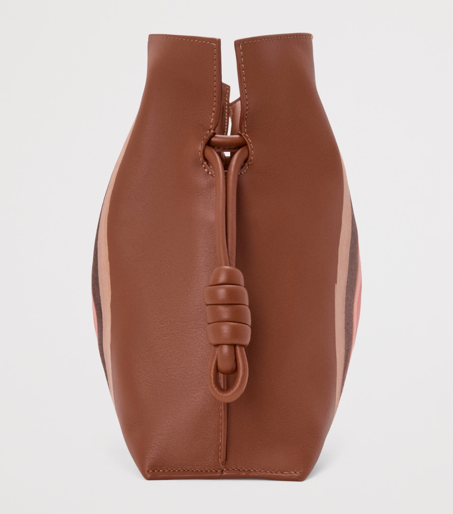 Leather Stripe Flamenco Clutch Bag PECAN PARROT PINK Image 3