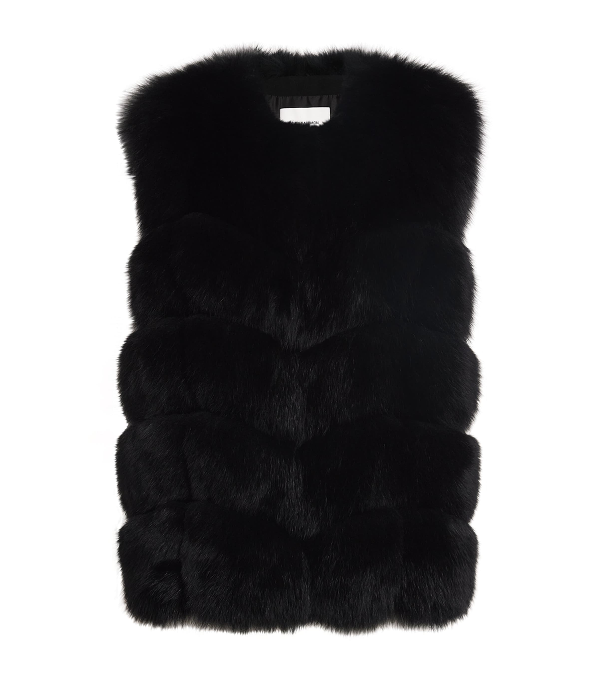 Yves Salomon Fox Fur Gilet In Black