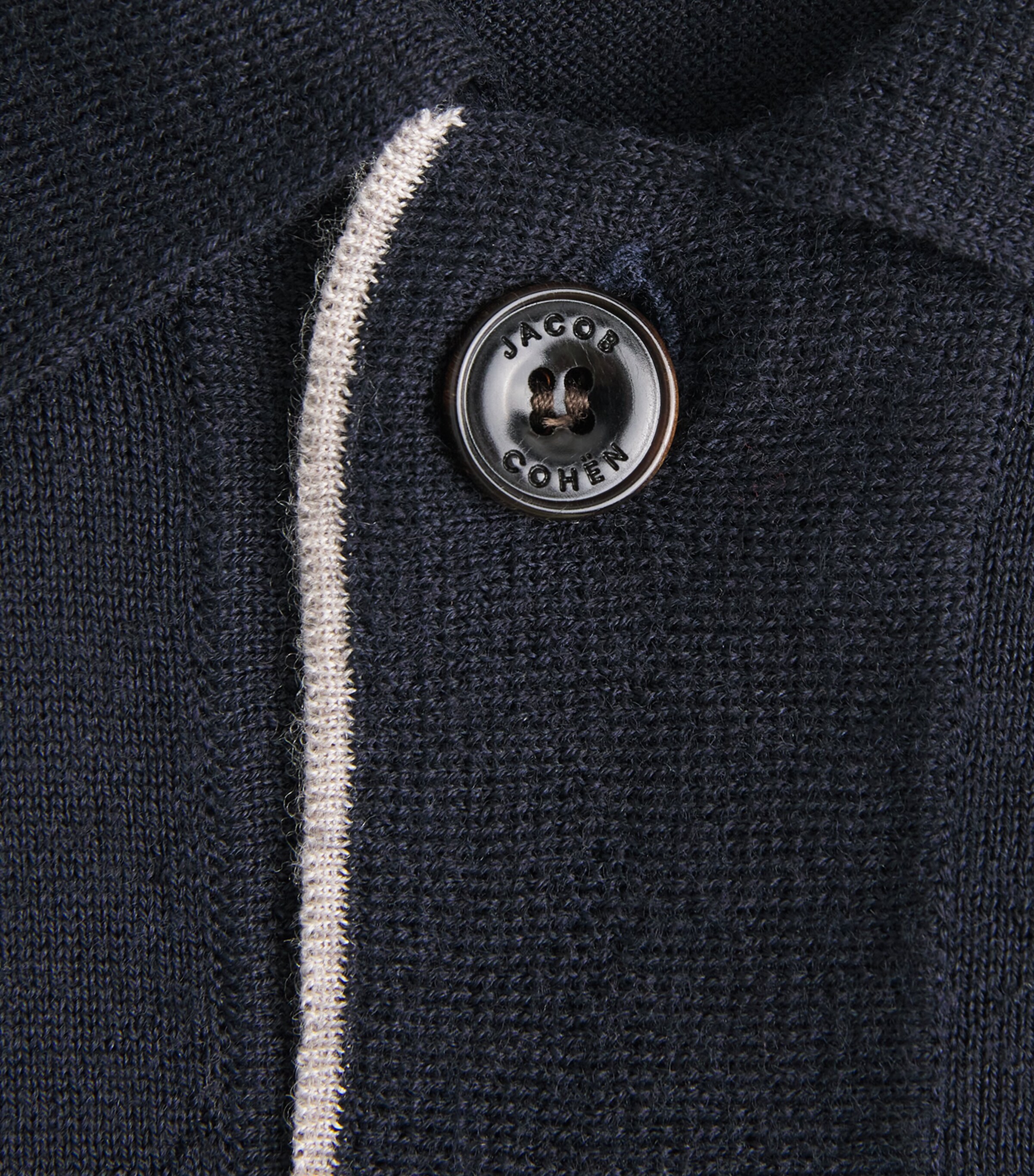 JACOB COHËN Mens Wool-Silk Polo Shirt Navy Blue Image 6