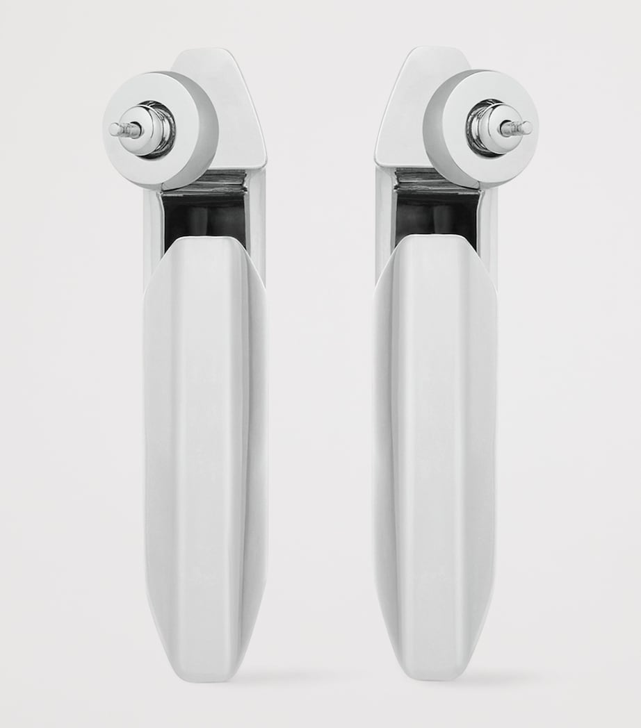 Large Structural Earrings SILVERY Image 2