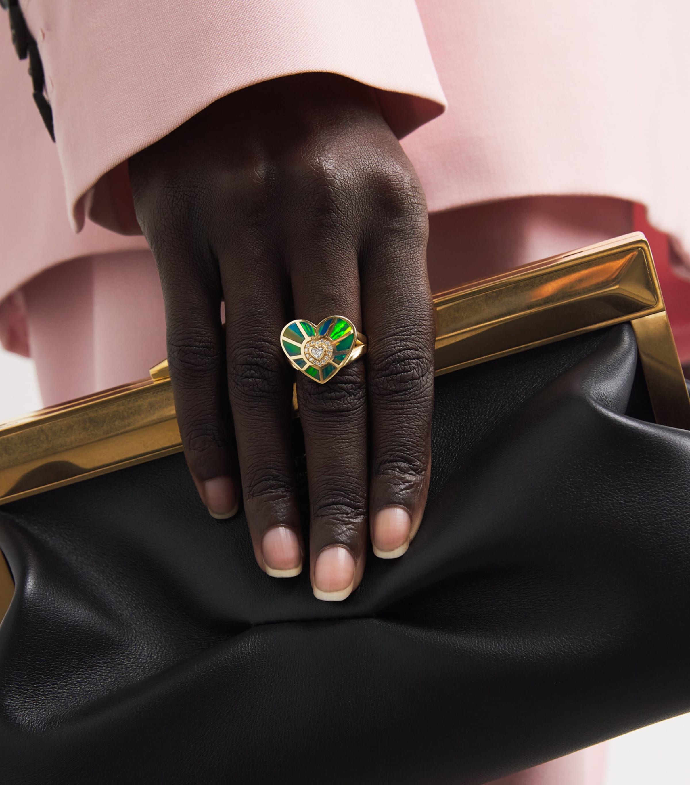 Yellow Gold, Diamond and Opal Heart Ring YELLOW GOLD Image 2
