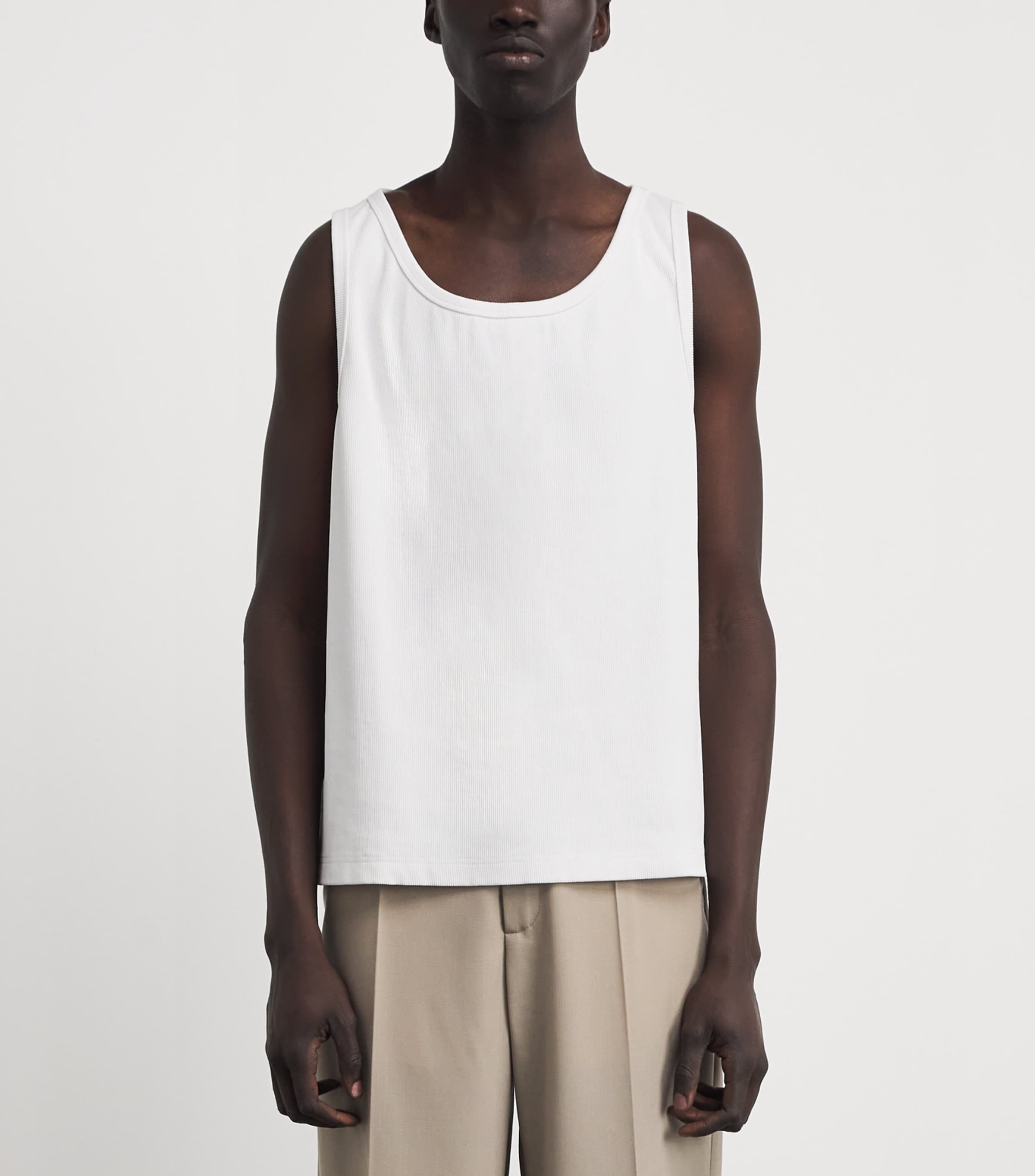 Séfr Mens Stretch-Cotton Cyril Tank Top Organic White Cotton Image 4