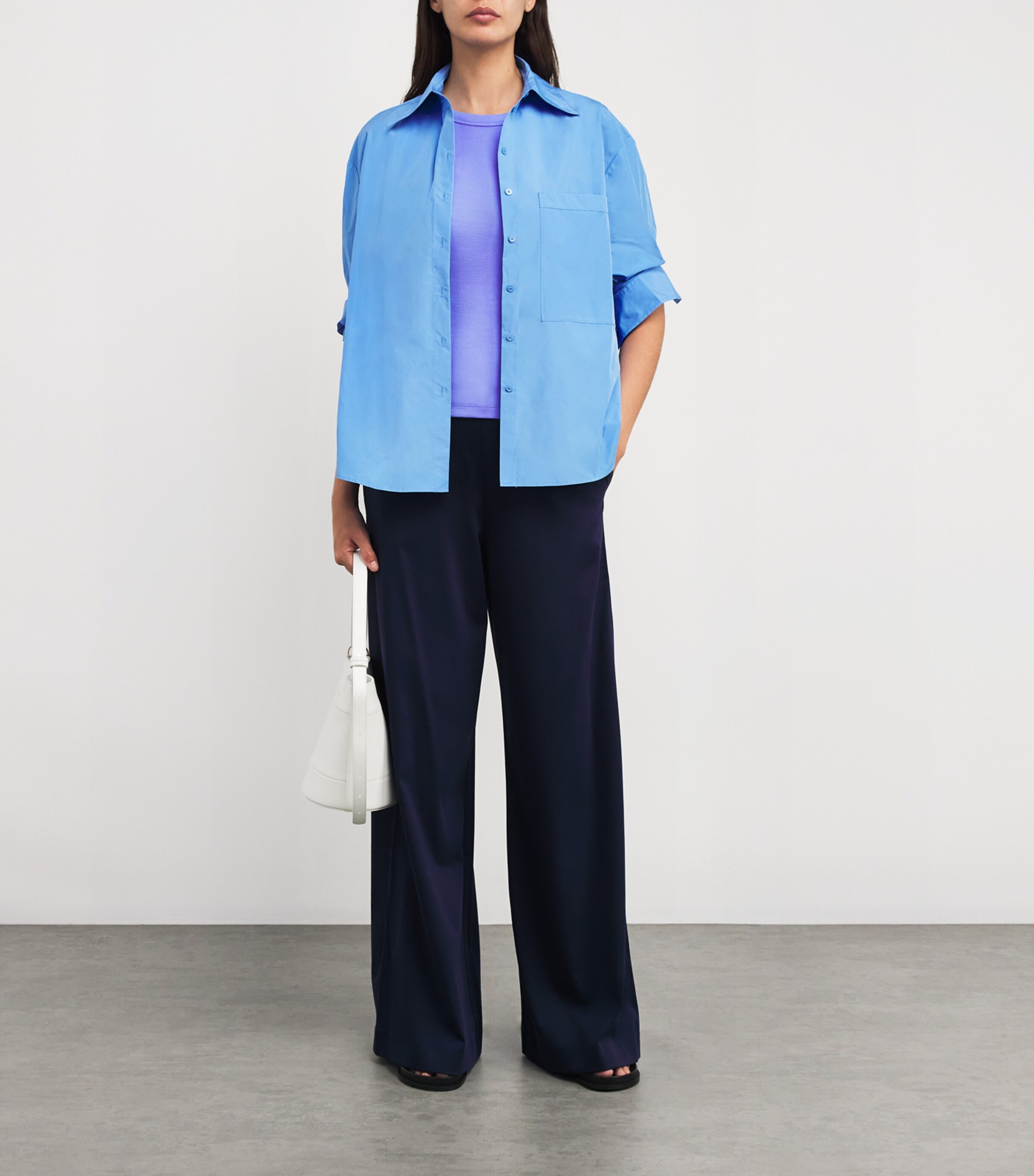 Stretch-Cotton Ribbed Tank Top LIGHT BLUE Image 2