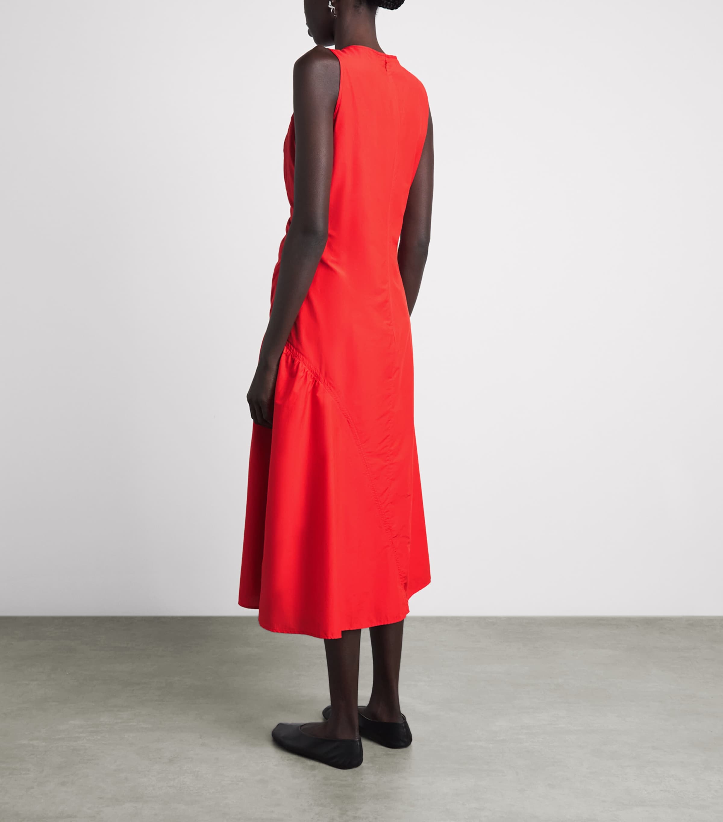 Theory Womens Asymmetric Ruched Midi Dress Uzt Poppy Image 4