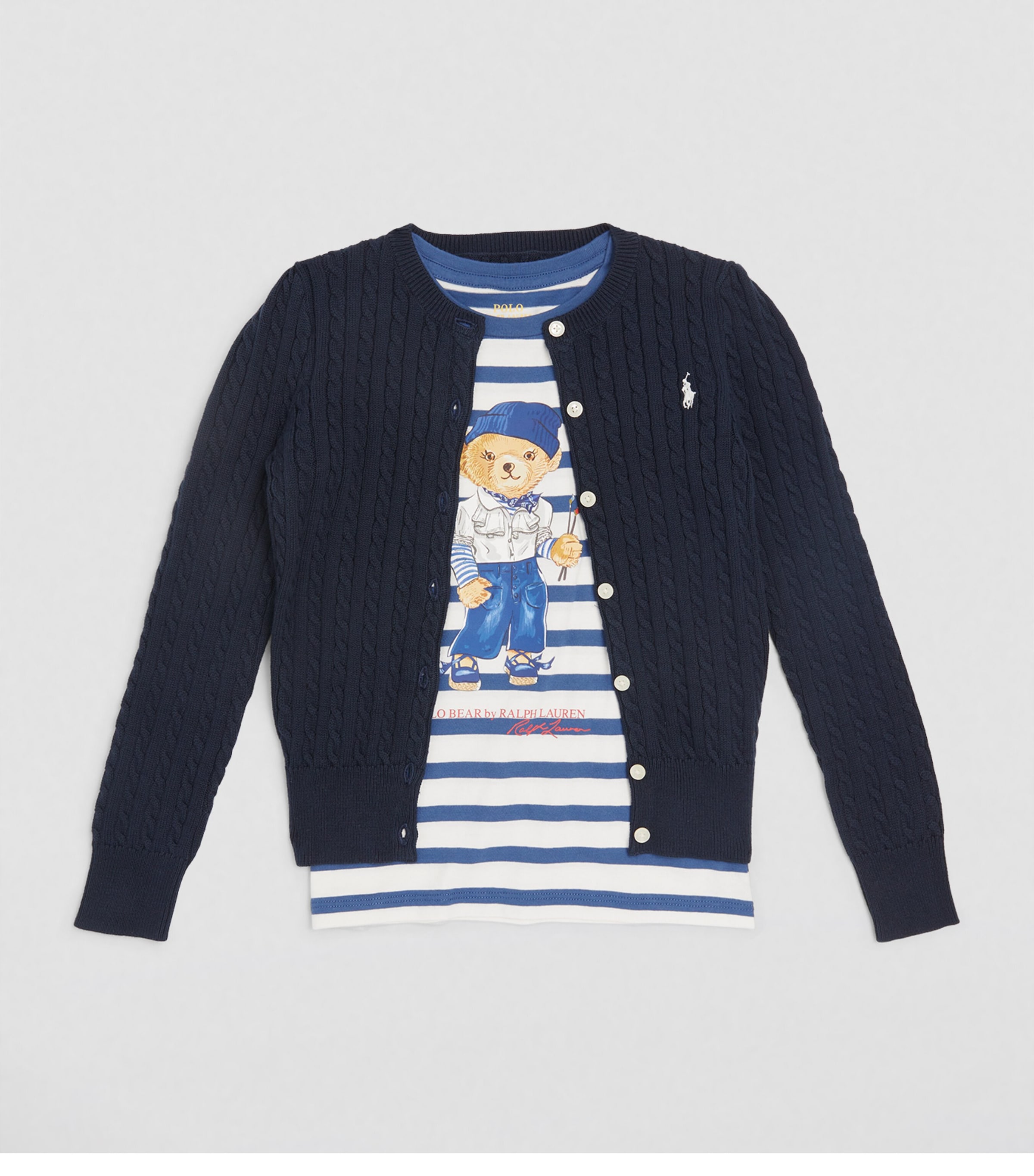 Ralph Lauren Kids Cotton Cable-Knit Cardigan (2-6 Years) Hunter Nvy Image 2