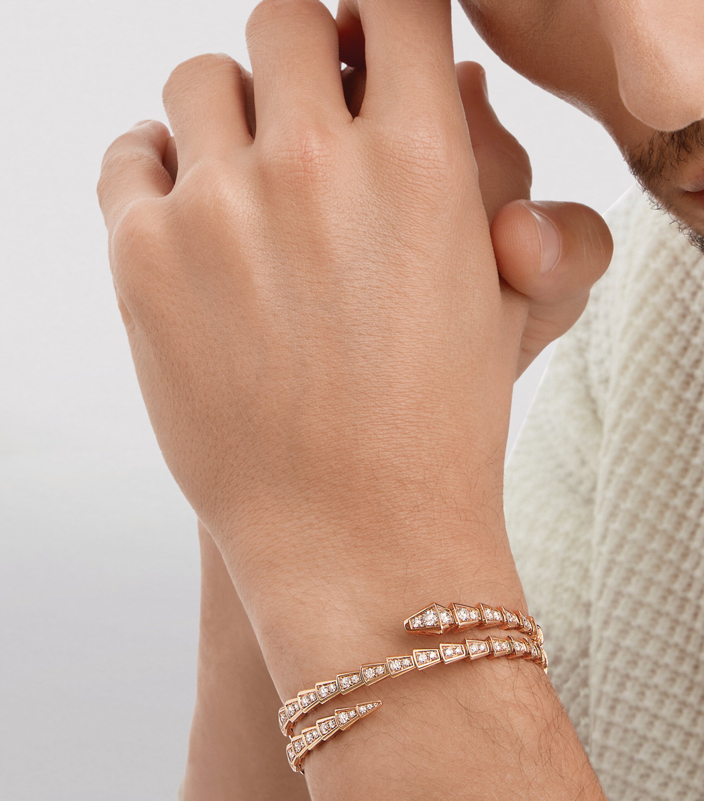 Rose Gold and Diamond Serpenti Viper Bracelet PINK GOLD Image 3