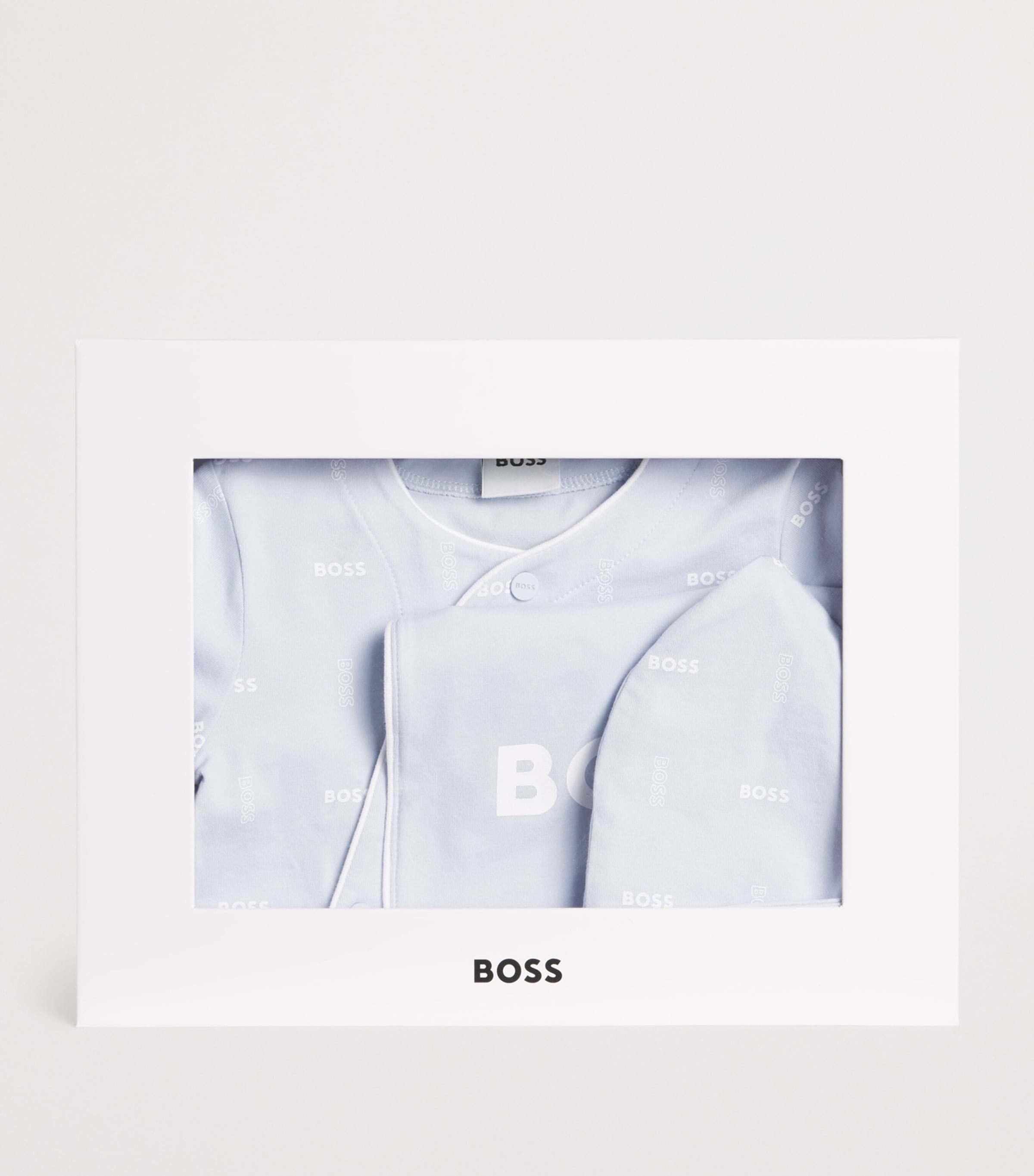 Stretch-Cotton All-In-One, Bib and Hat Set (1-18 Months) 771PALE BLUE Image 3