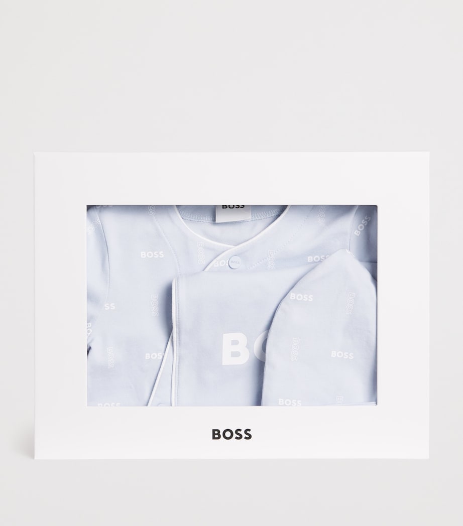 Stretch-Cotton All-In-One, Bib and Hat Set (1-18 Months) 771PALE BLUE Image 3