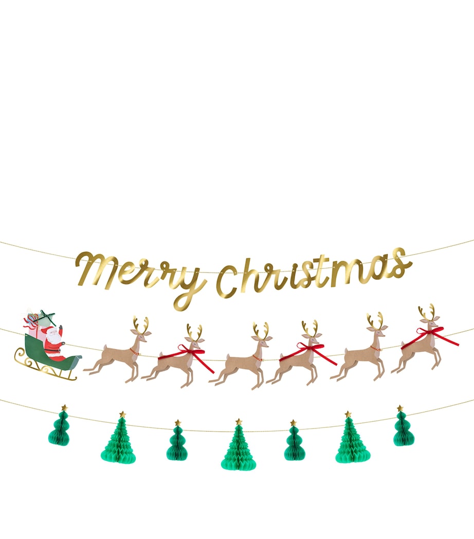 Santa, Sleigh and Reindeer Garland MULTICOLORED Image 2