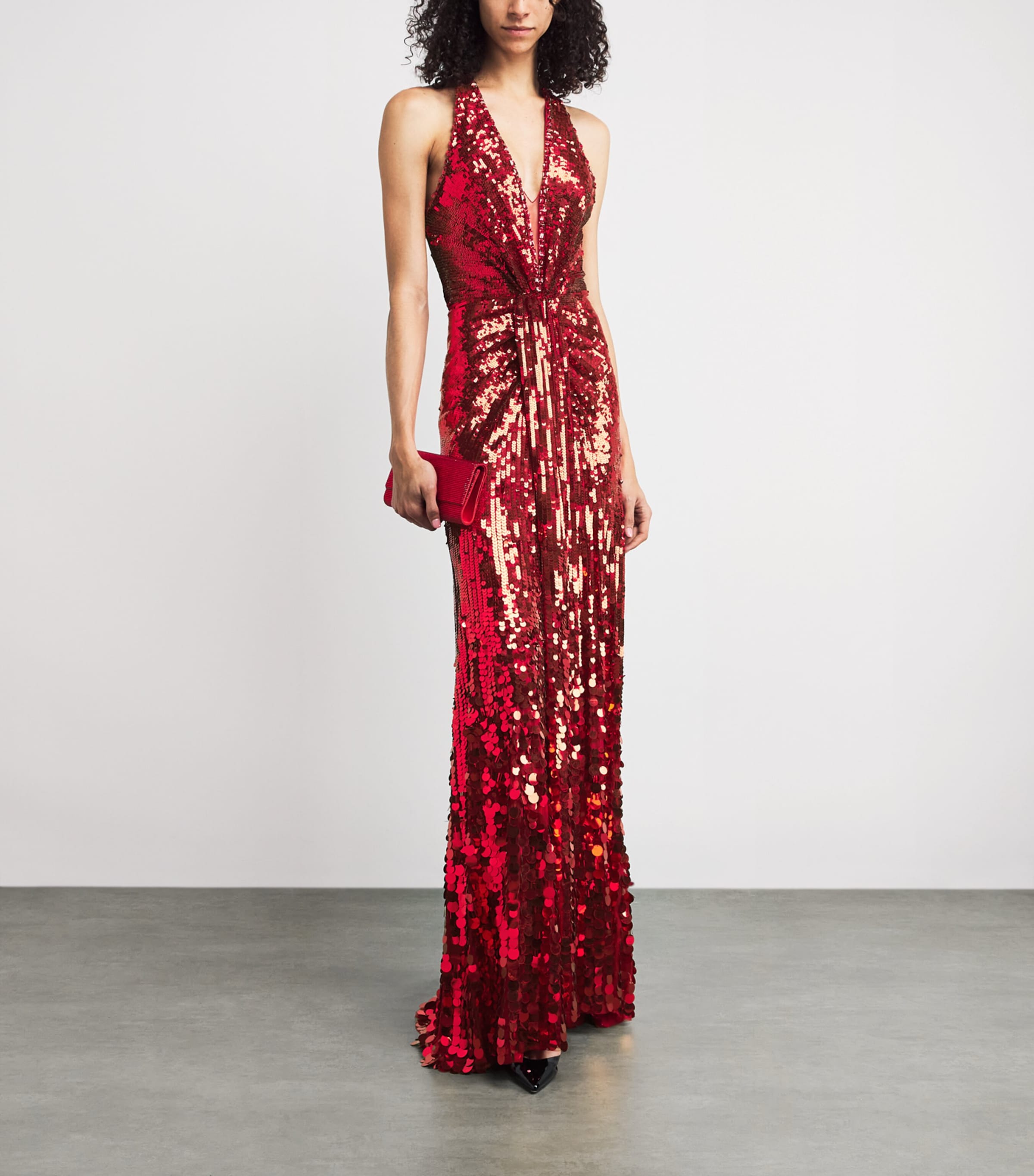 Sequin Gathered Mars Gown CHILLY RED Image 2