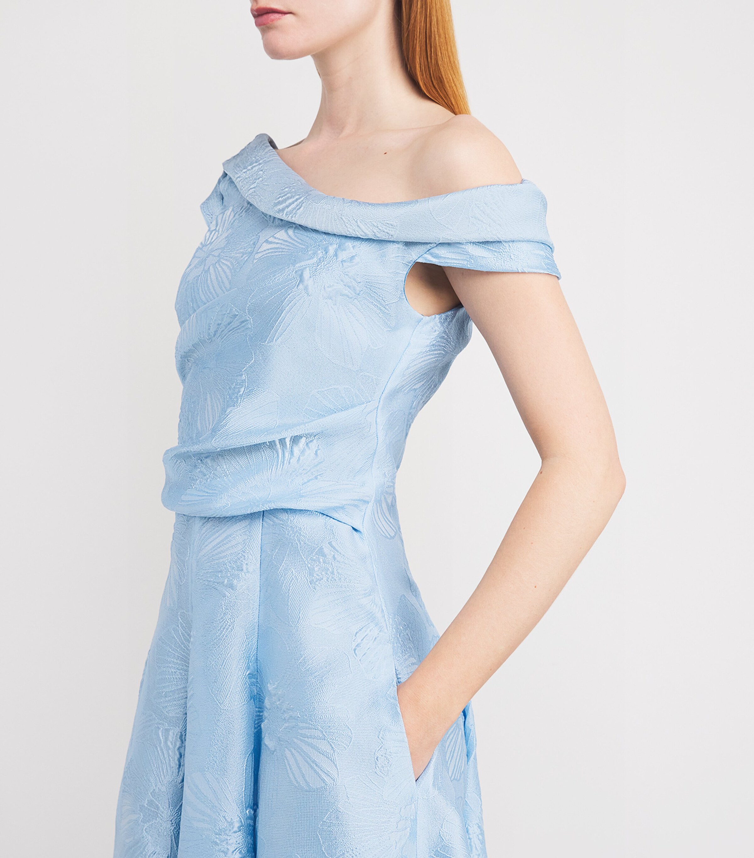 Draped One-Shoulder Gown 422 SKY Image 6