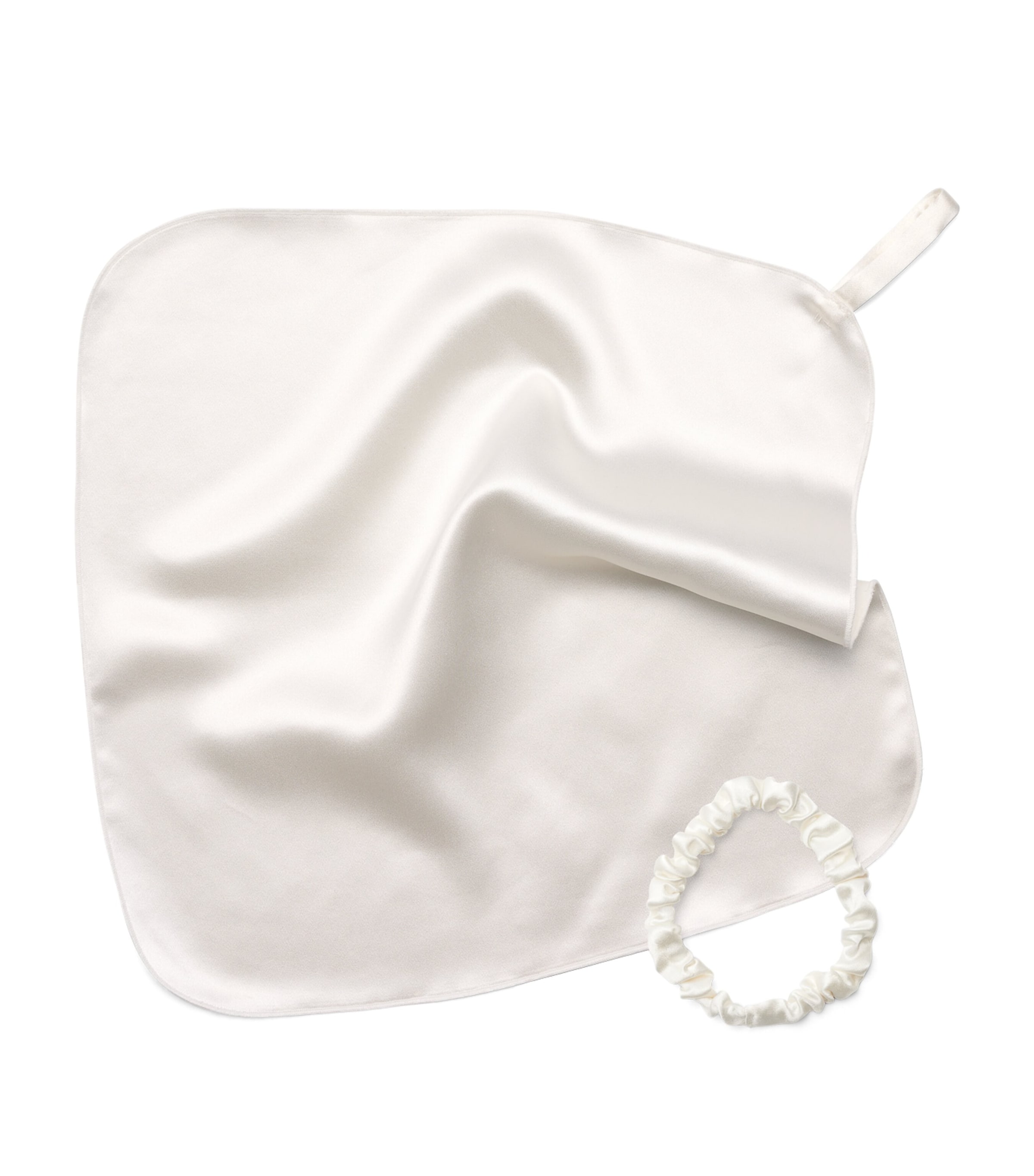 HYOUMANKIND Silk Face Cloth and Hair Tie Bundle White Image 1