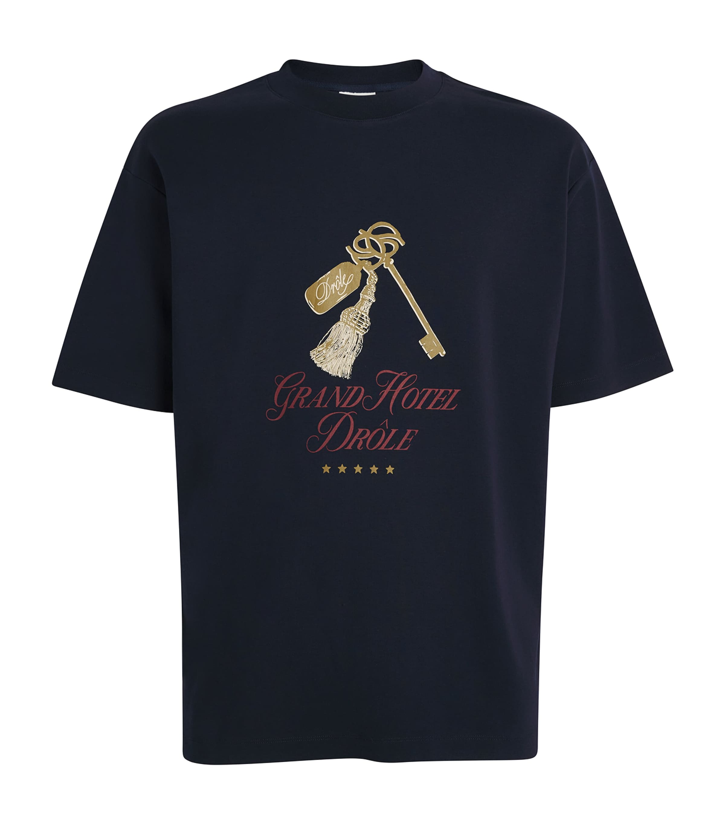 Drôle De Monsieur Cotton Grand Hotel Print T-shirt In Blue