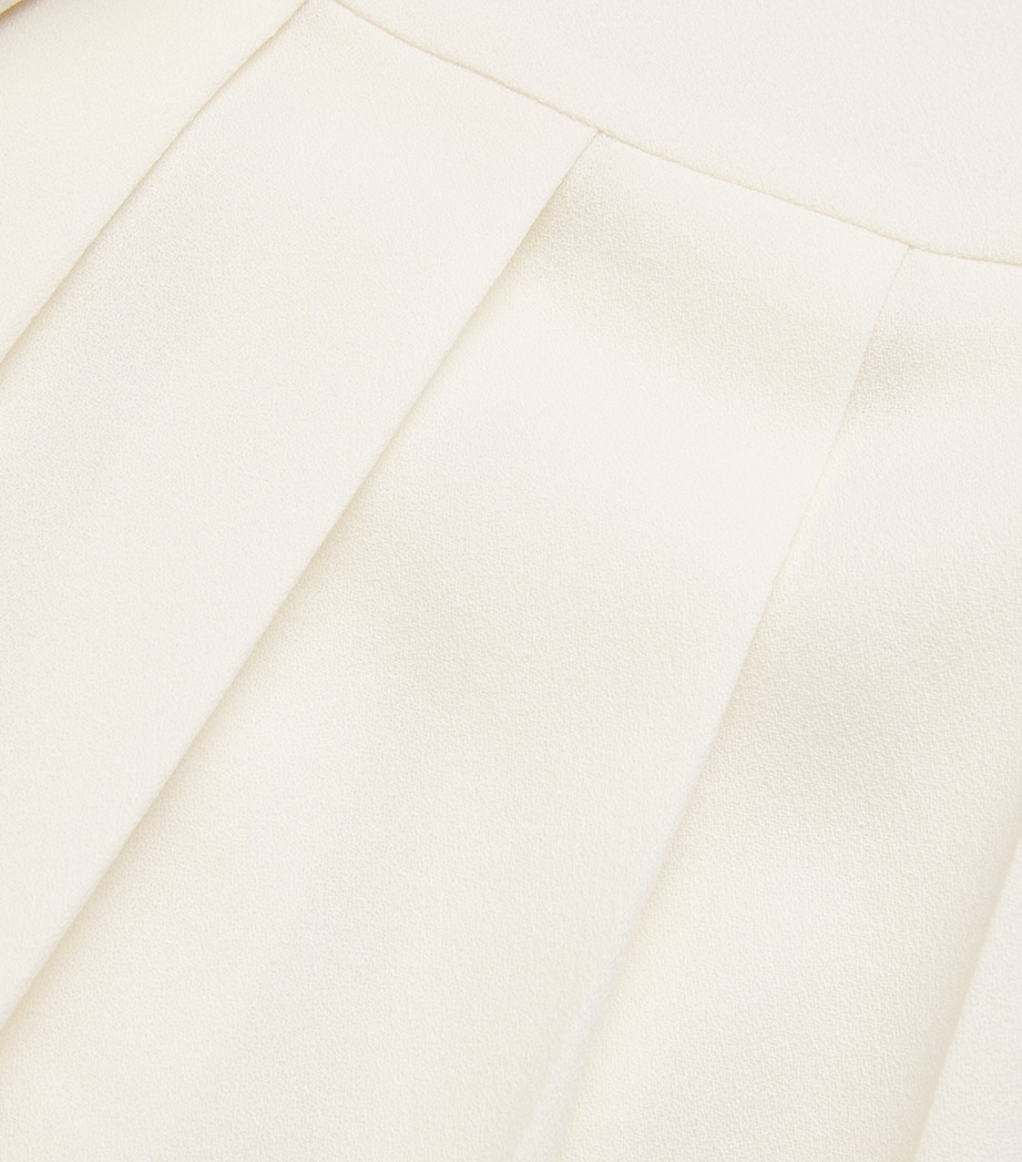 Wool Crepe Pleated Midi Skirt 0822 WHITE Image 5
