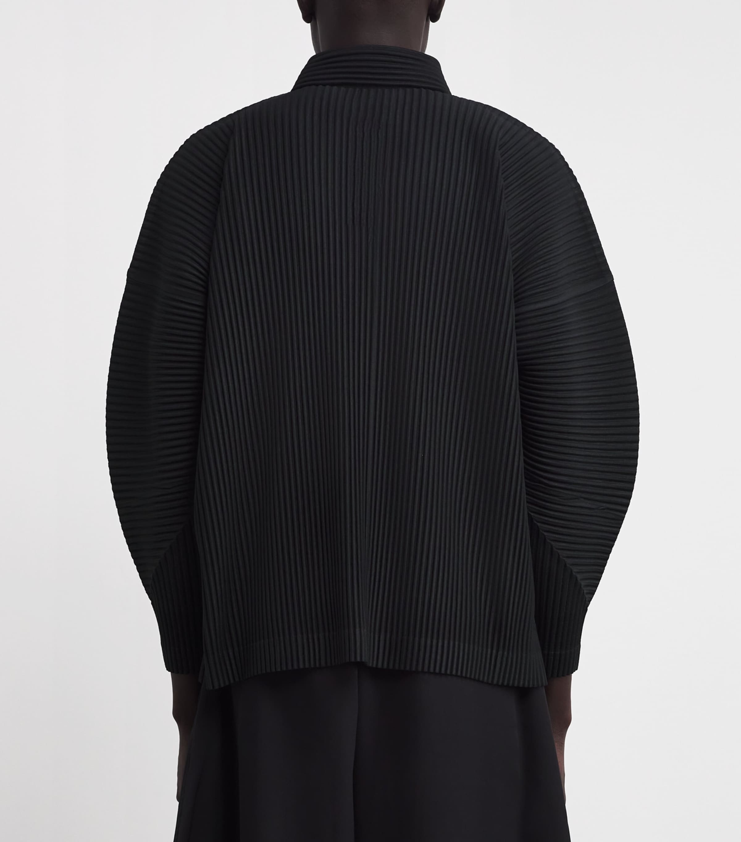 Homme Plissé Issey Miyake Black Pleated Long-Sleeve Polo Shirt