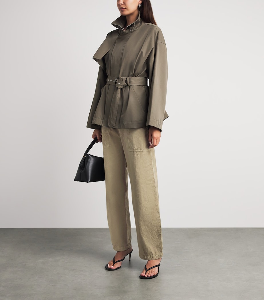 FRAME Drawstring The Gallery Wide-Leg Trousers Army Image 2