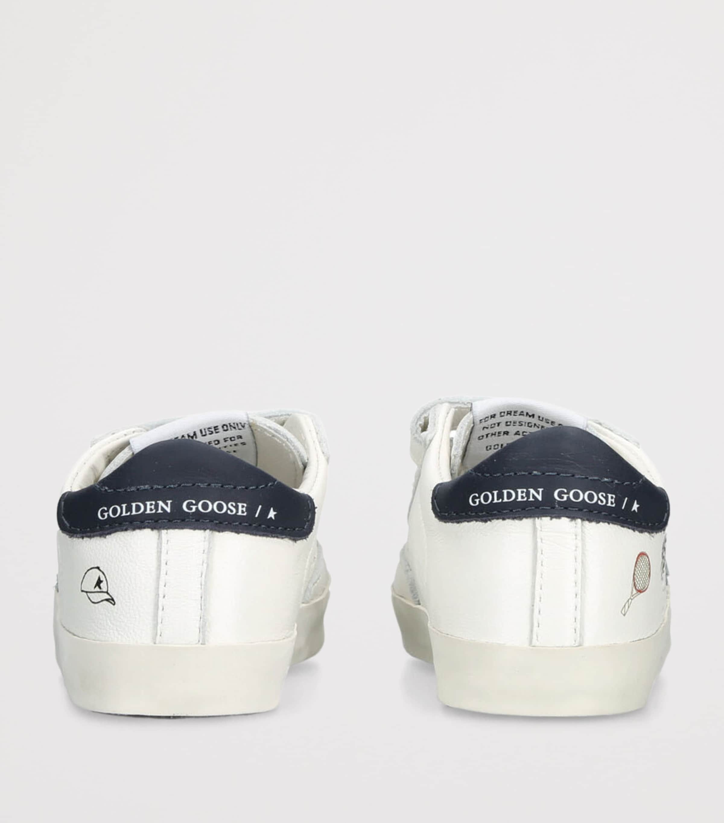 Leather Baby School Sneakers MID BLUE Image 2