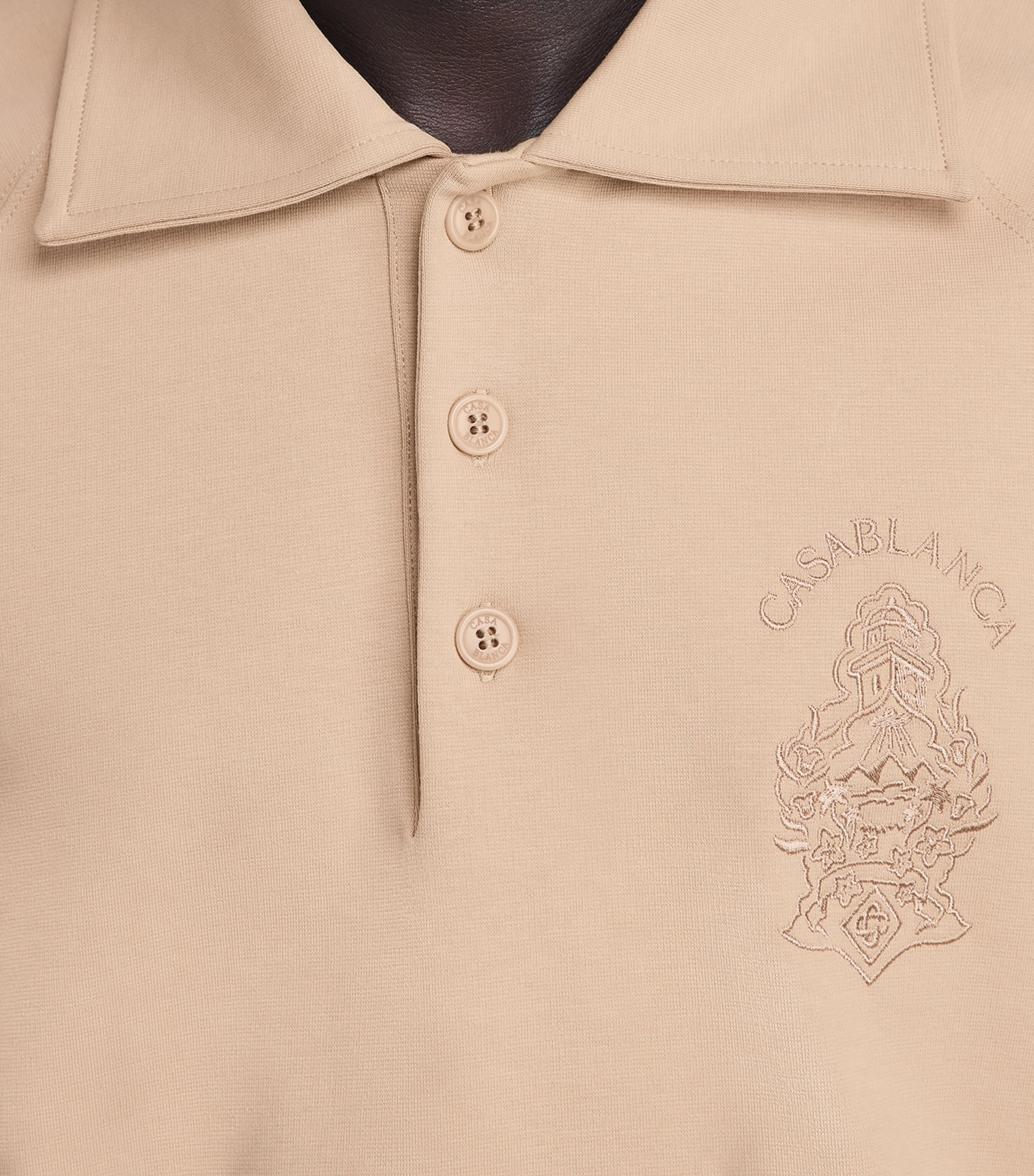 Casablanca Mens Stretch-Cotton Spread-Collar Sweatshirt Beige Image 3