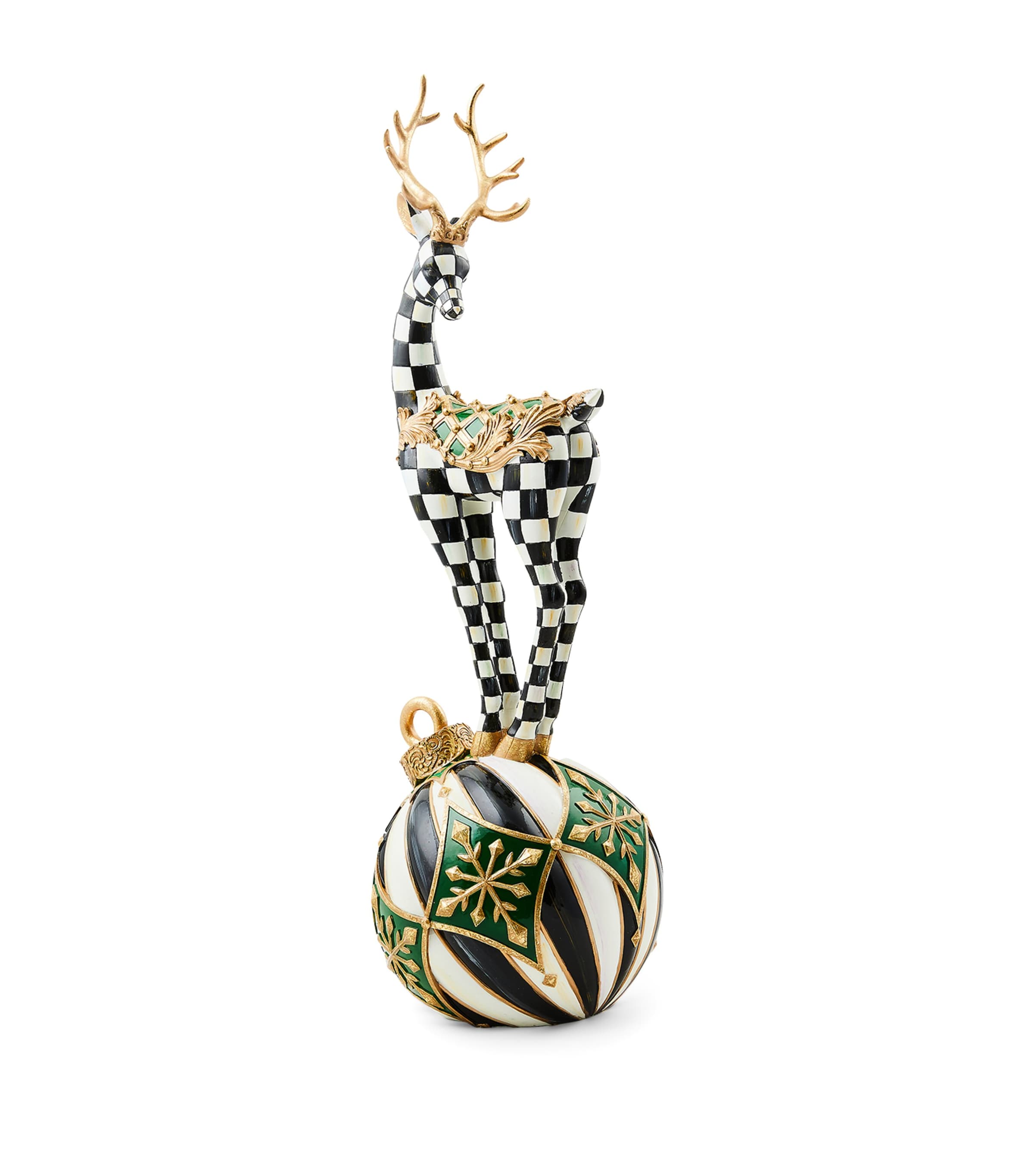 Shop Mackenzie-childs Courtly Check Emerald Deer Ornament In Green