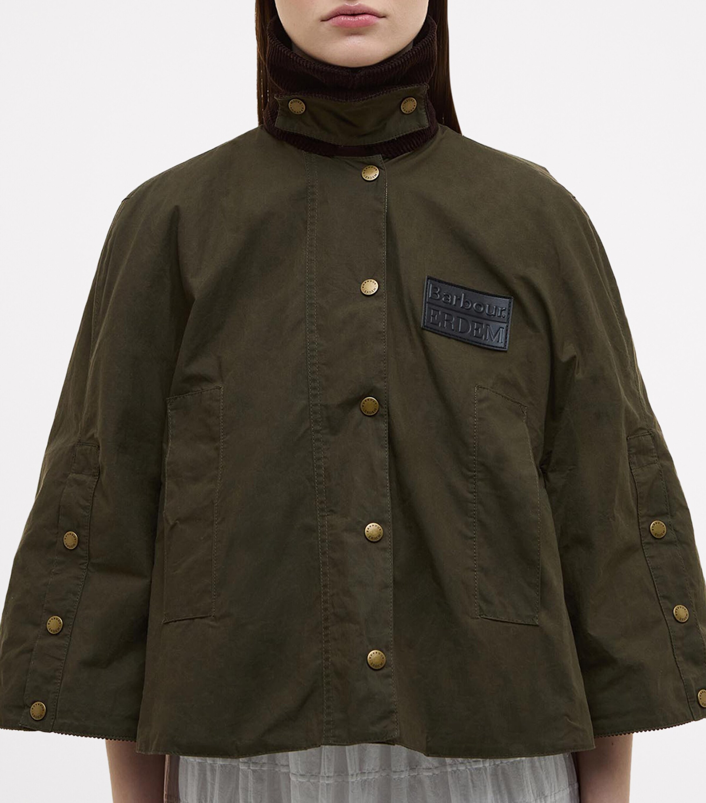 Barbour Womens x ERDEM Reversible Clover Trapeze Jacket Olive/sand/blck Flrl Image 9