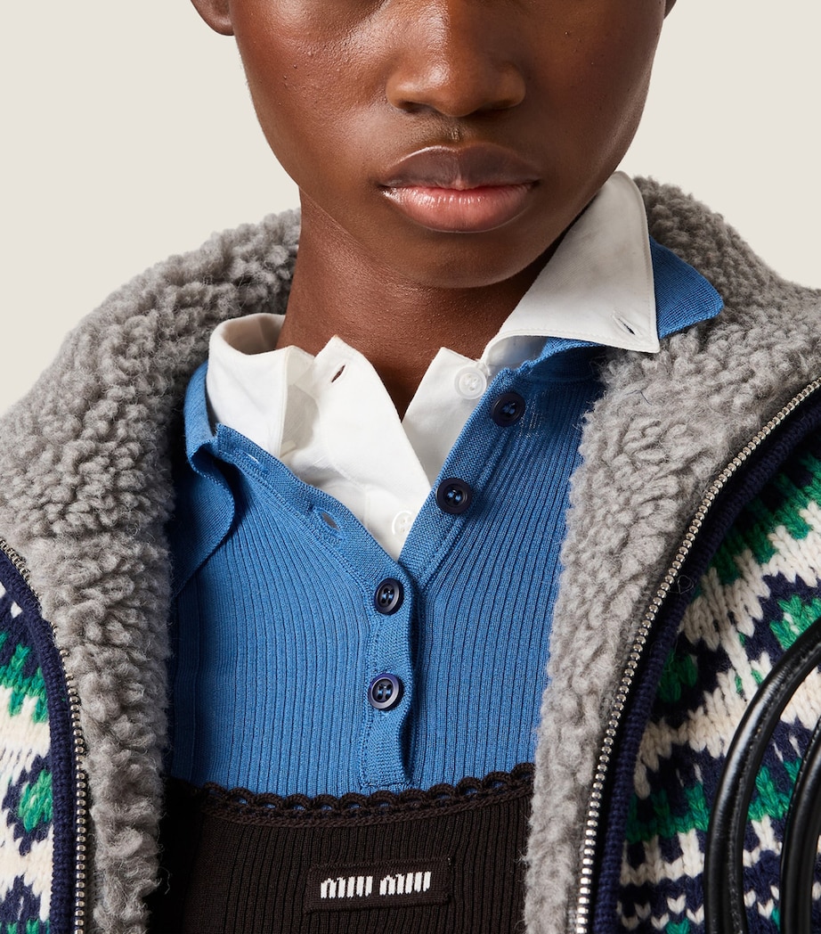 Miu Miu Womens Wool Logo Polo Shirt Image 6