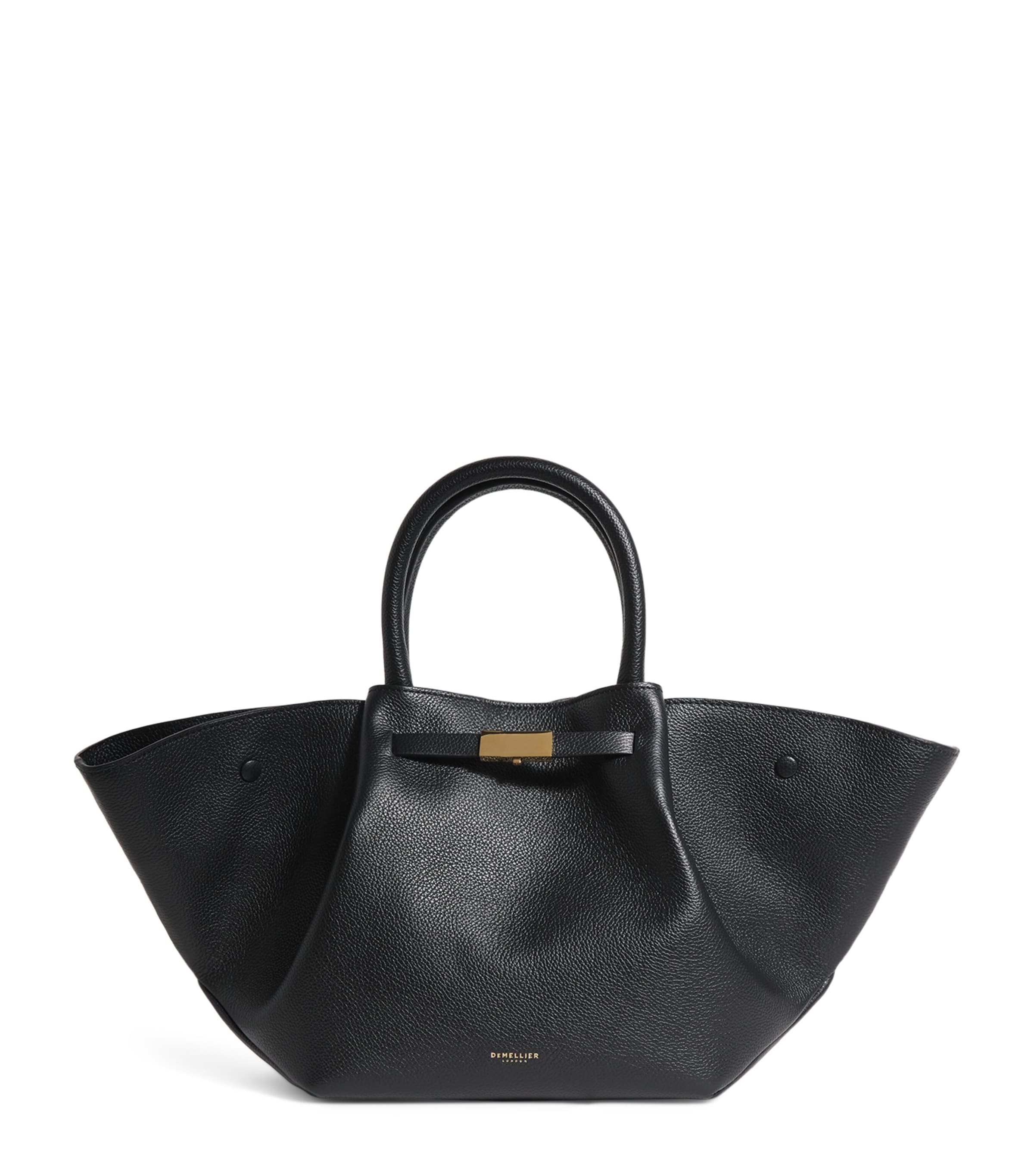 Demellier The New York Grain Leather Tote Bag In Black