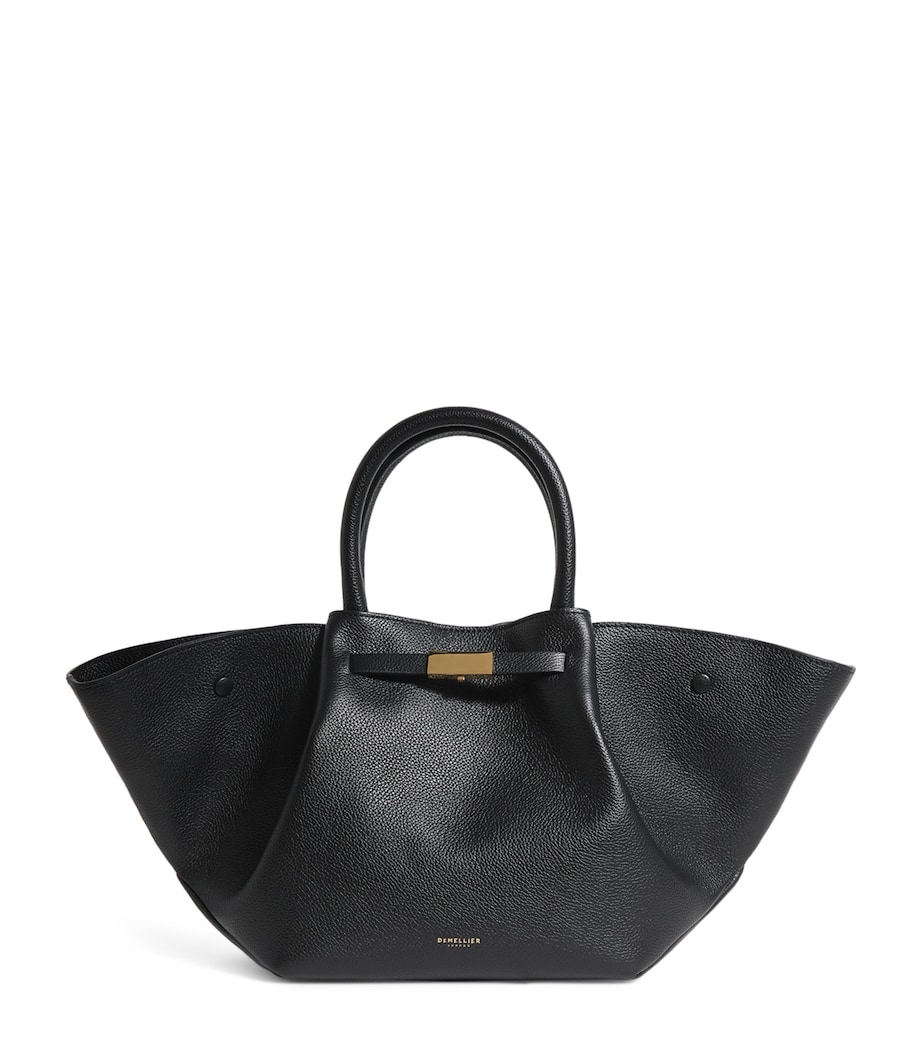 Midi Leather New York Tote Bag BLACK Image 1