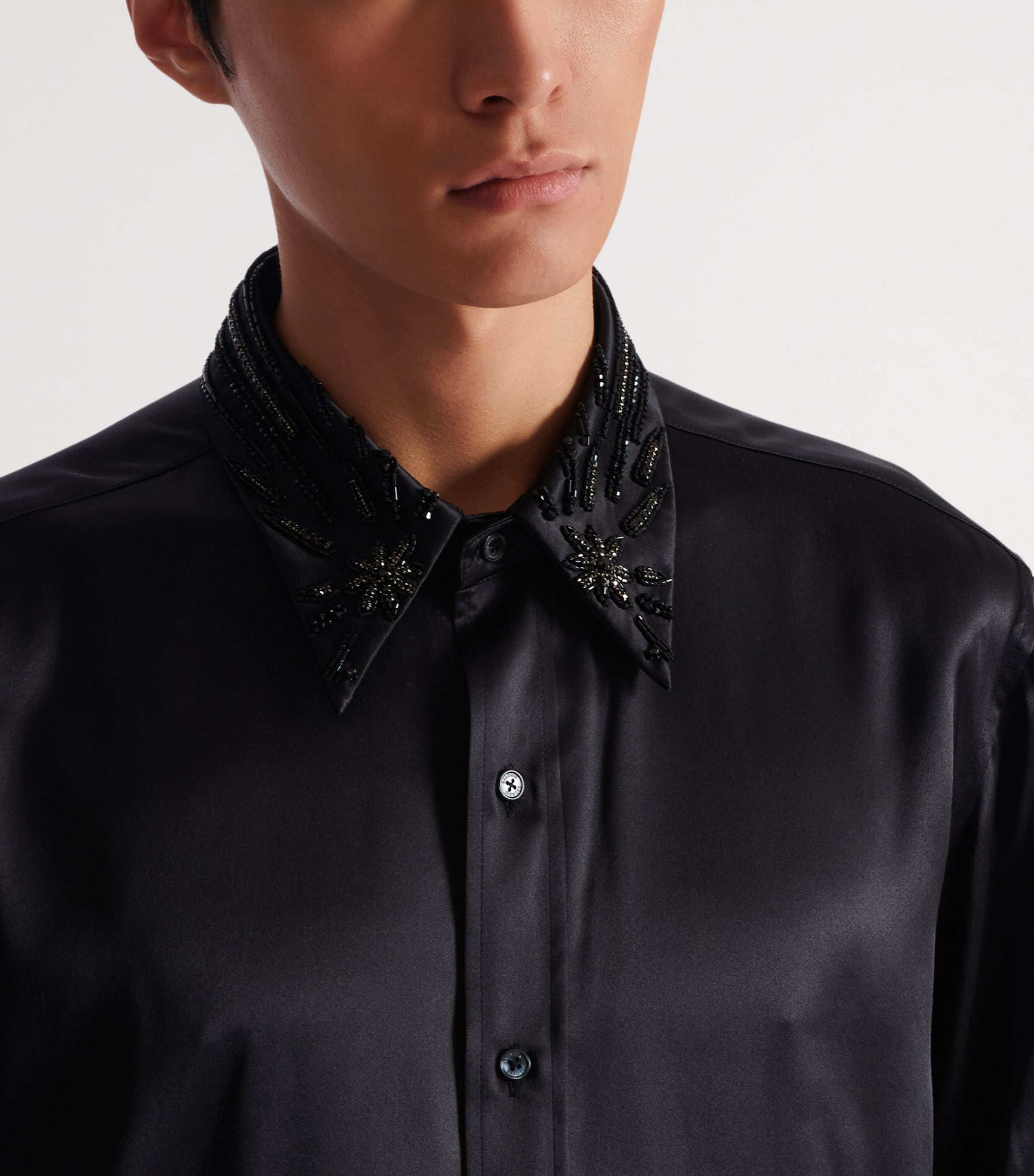 Satin Embellished Shirt EAP NOIR/NOIR Image 8