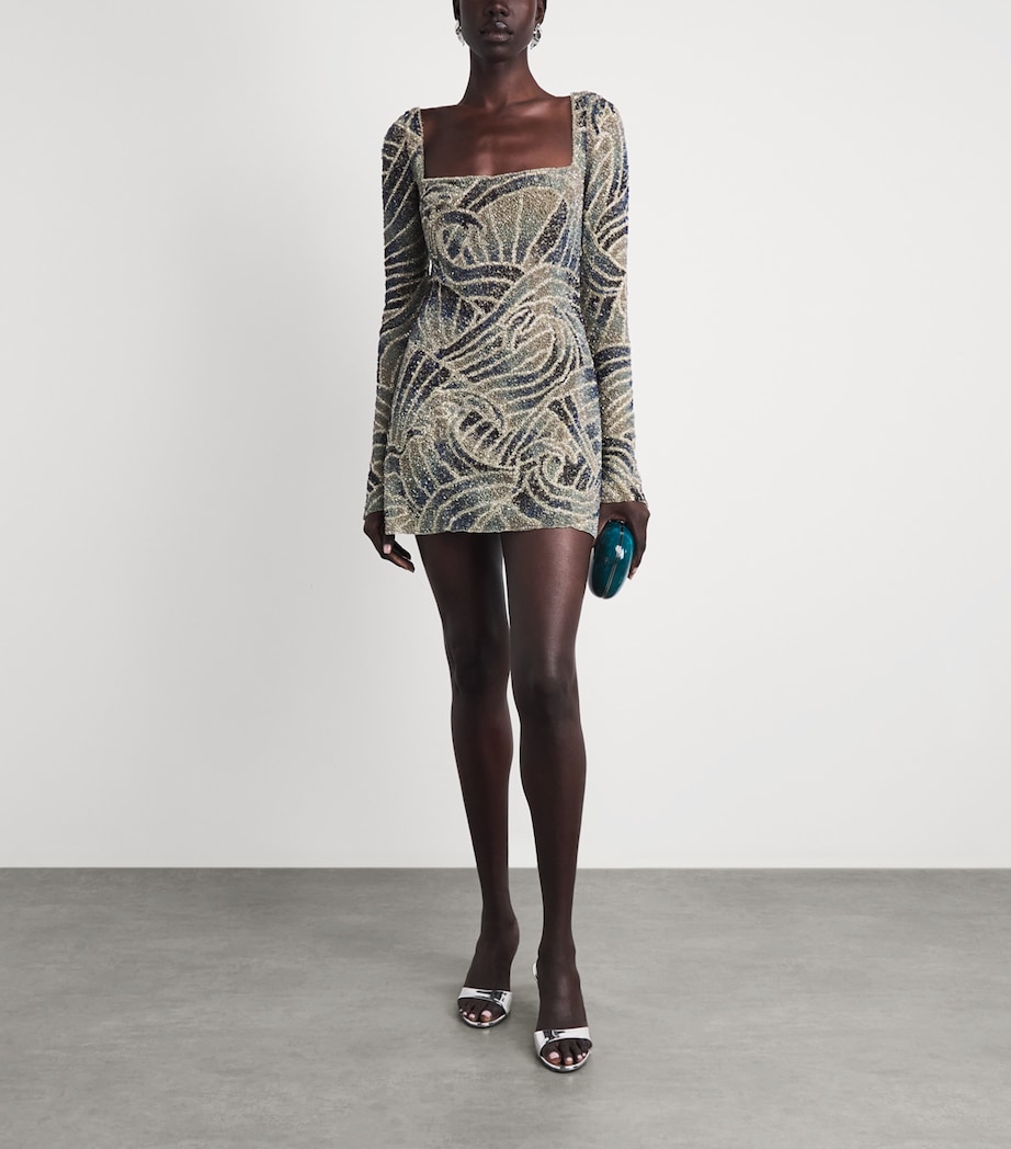 Clio Peppiatt Womens Beaded Mare Mini Dress Ocean Image 2
