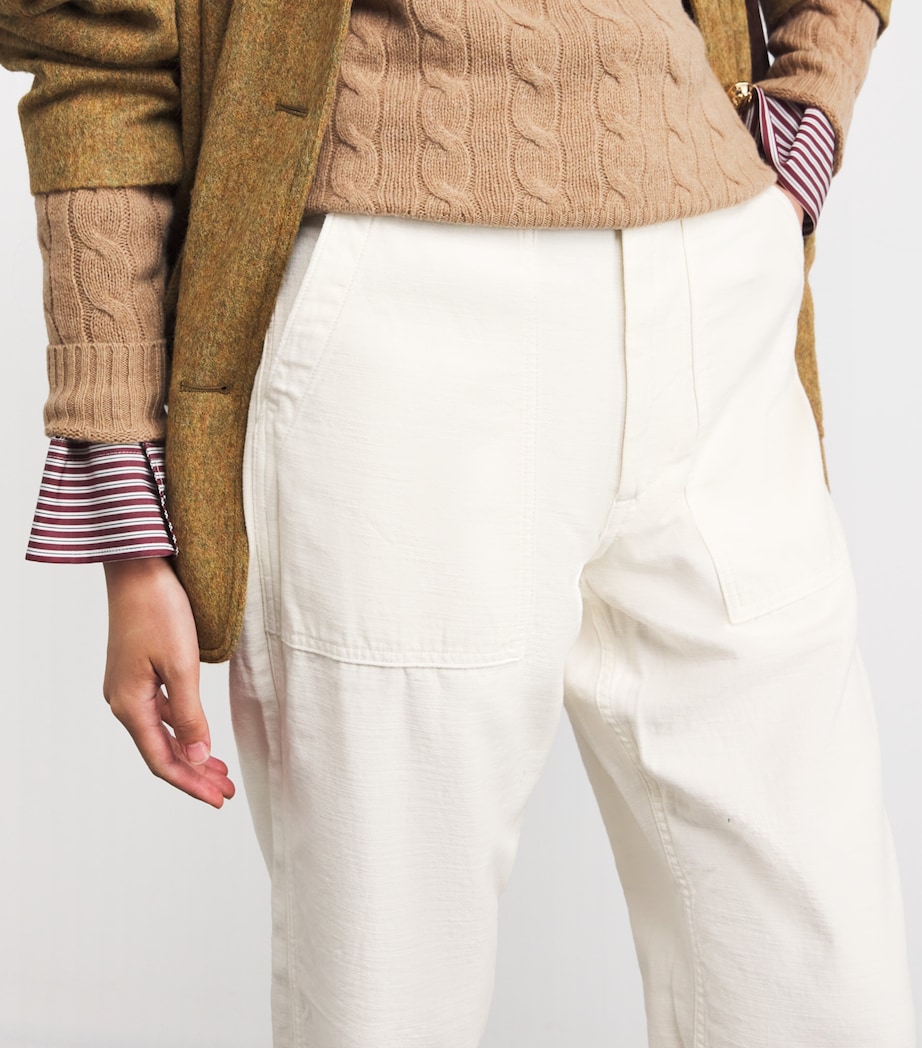 Cotton Straight Trousers ECRU Image 6