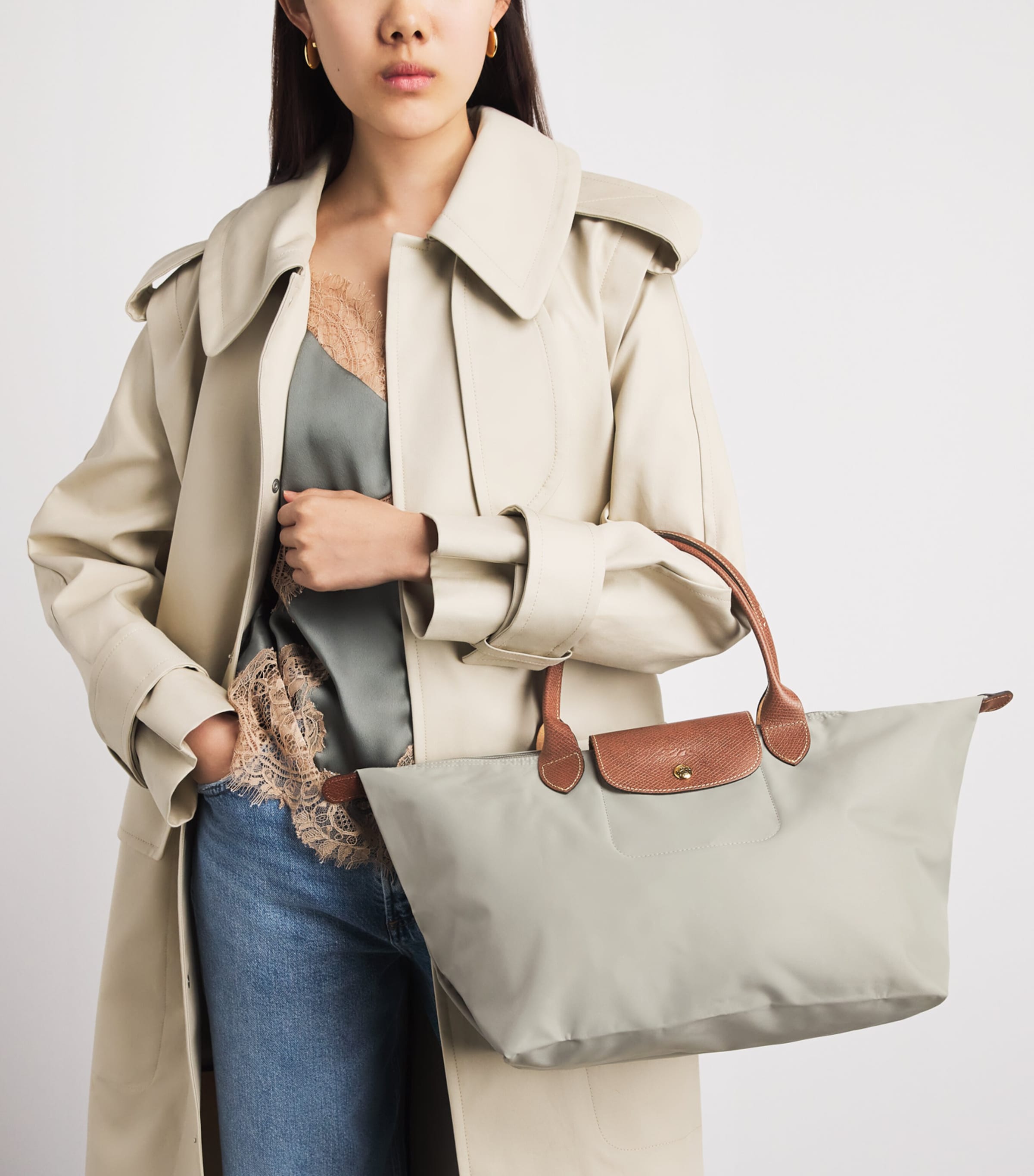 Longchamp Medium Le Pliage Original Handbag Galet Image 4
