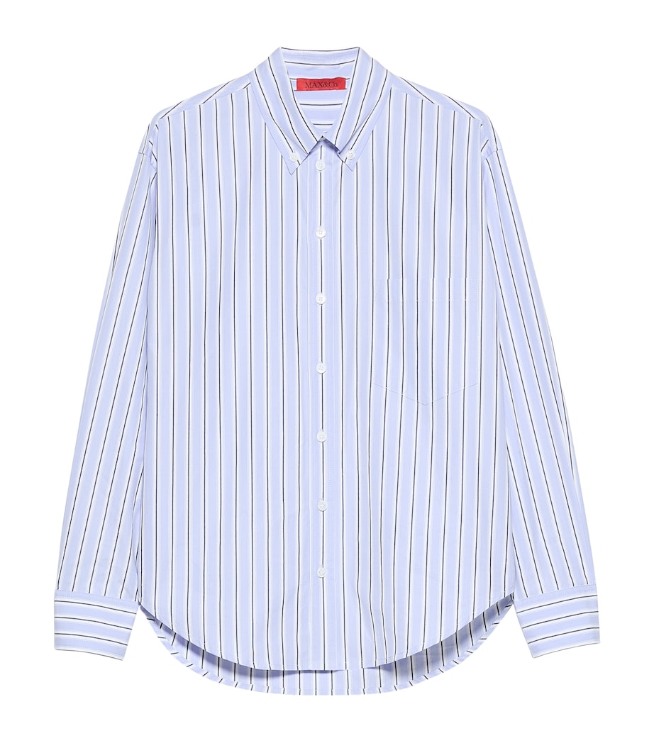 MAX&Co. Womens Cotton Stripe Shirt Navy Image 1