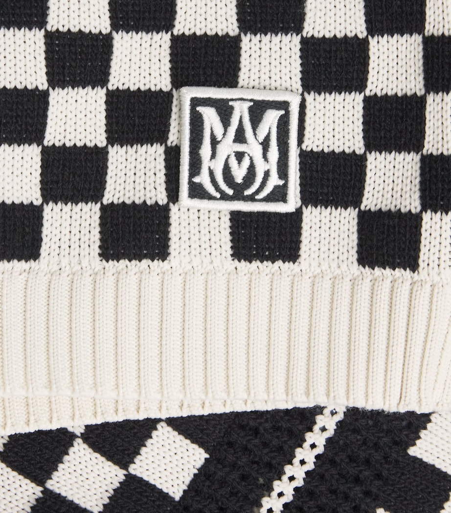 AMIRI Mens Wool-Blend Mesh Check Shorts Black Image 6