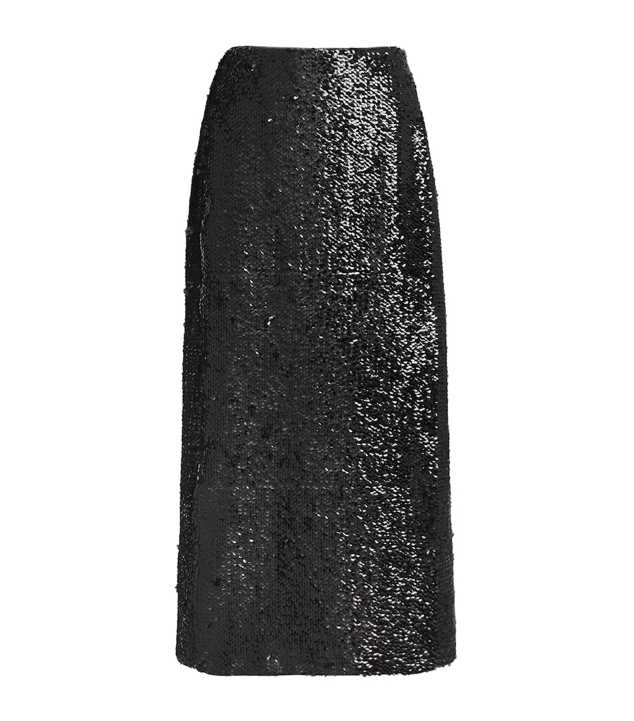 Sequinned Kanji Midi Skirt BLACK Image 1