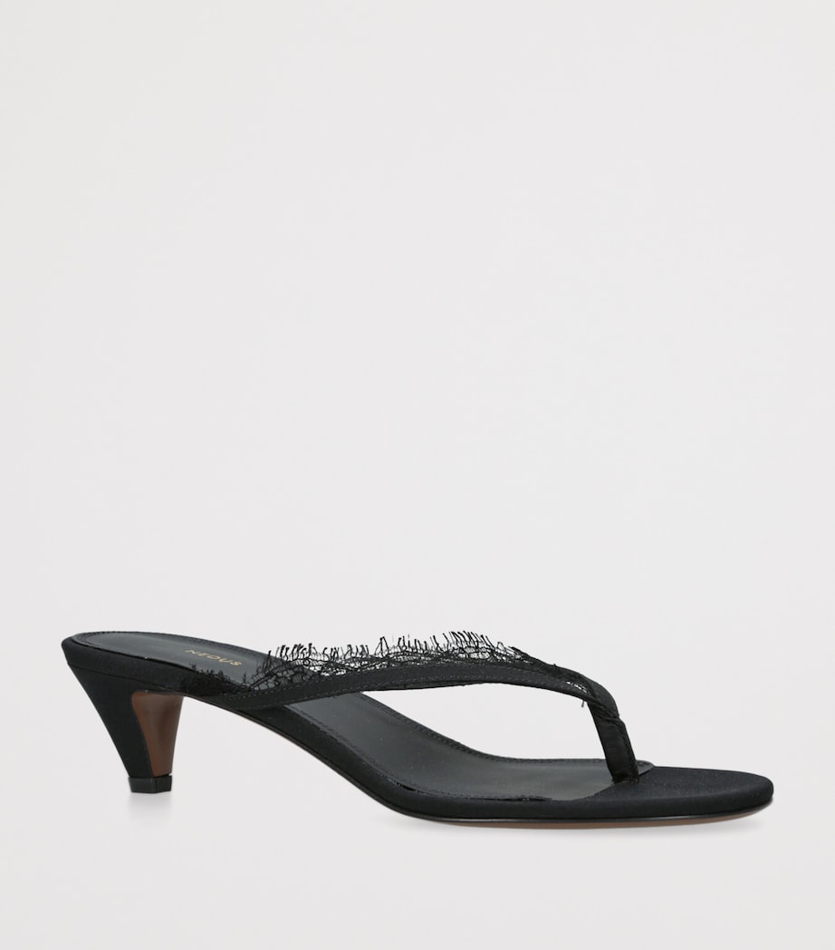 Lace-Trim Kalliope Sandals 40 BLACK Image 3