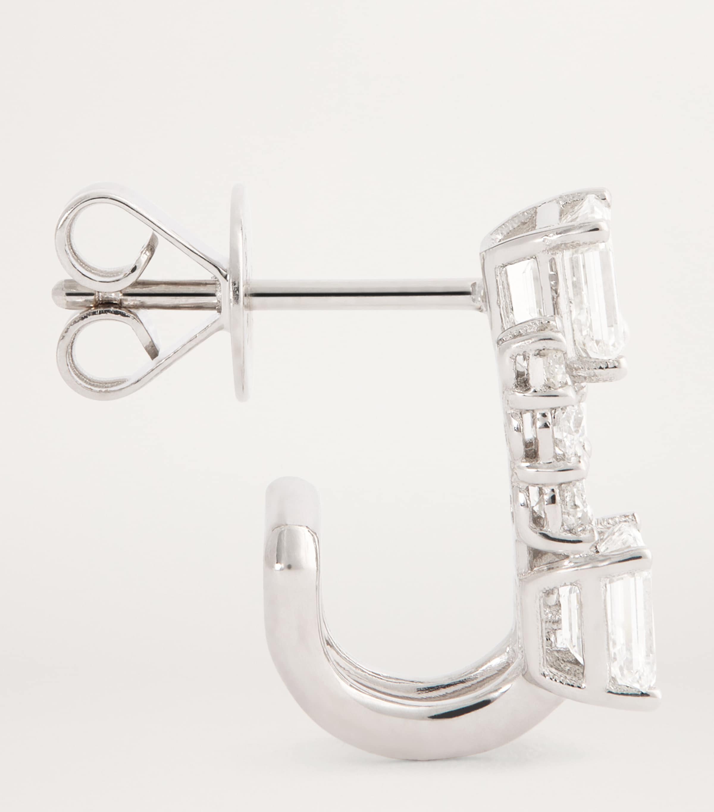 White Gold and Diamond Double Stick Stud Earrings WHITE GOLD Image 4